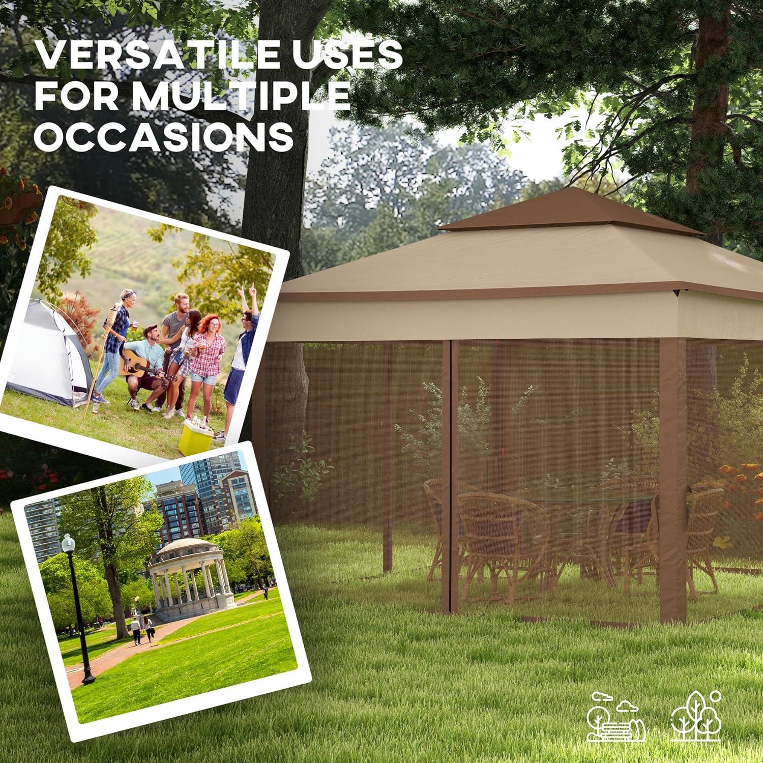 Carpa Plegable Havemies 3x3m con Red Desmontable Caqui