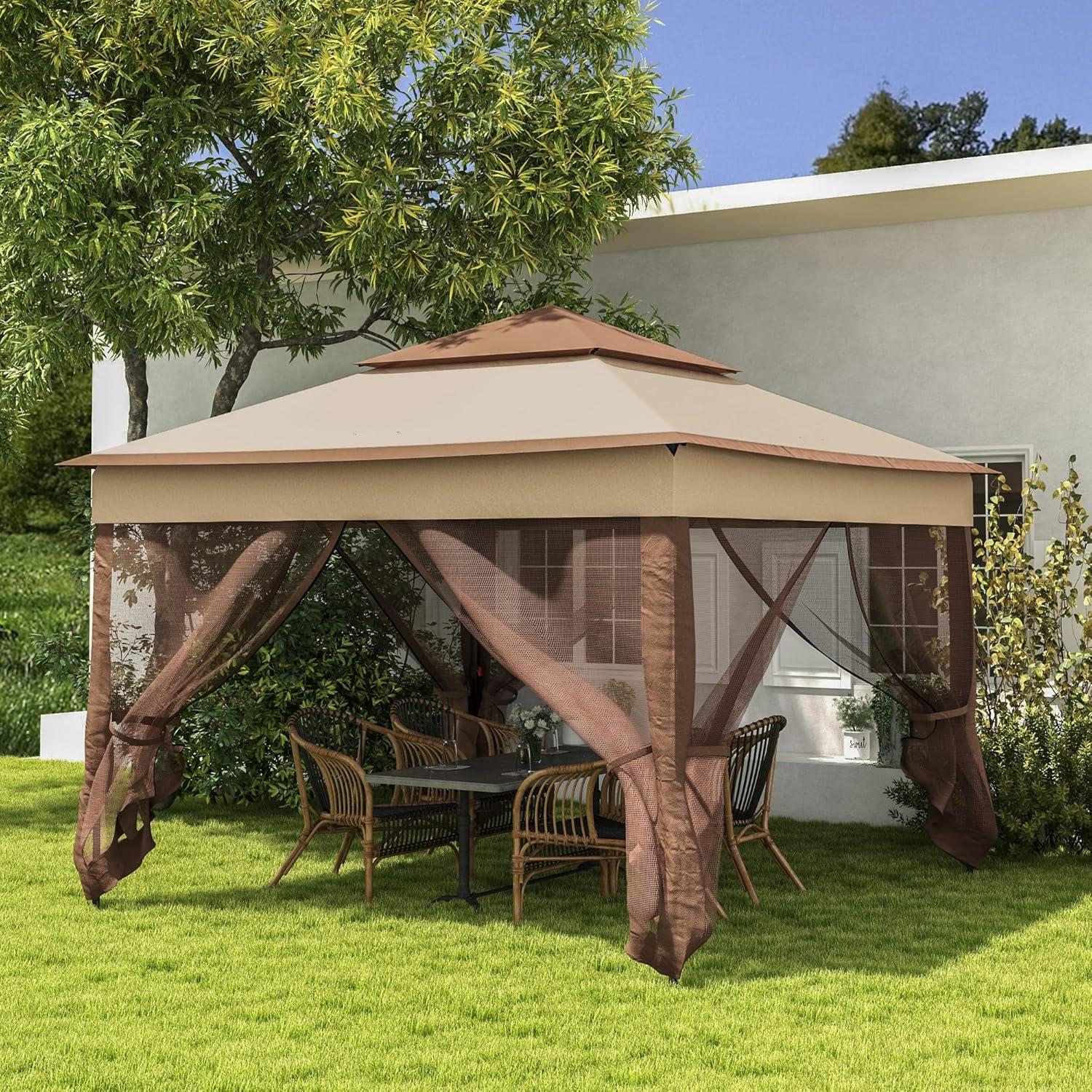 Carpa Plegable Havemies 3x3m con Red Desmontable Caqui