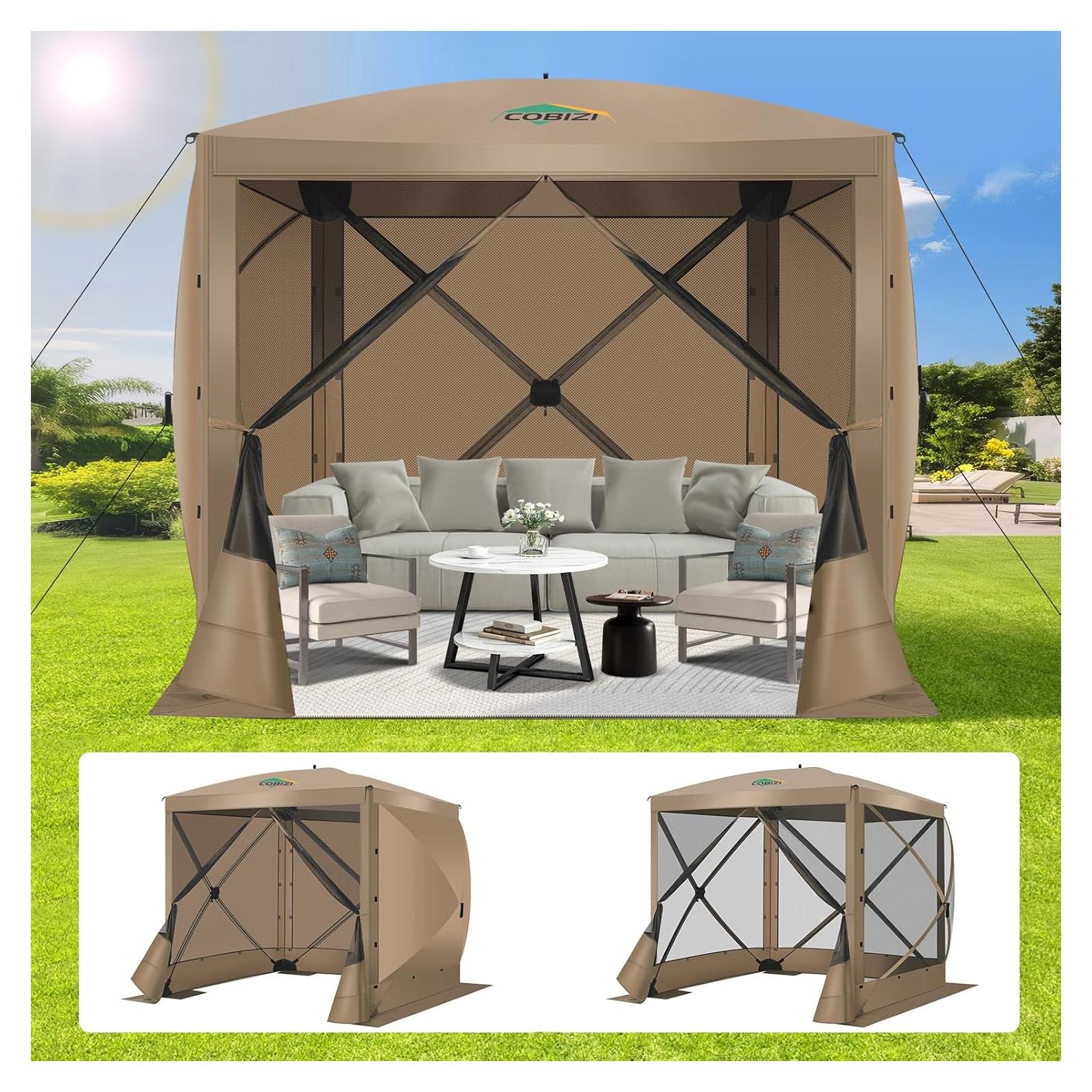 Carpa Plegable COBIZI 2.44m x 2.44m con Paredes y Red Antimosquitos