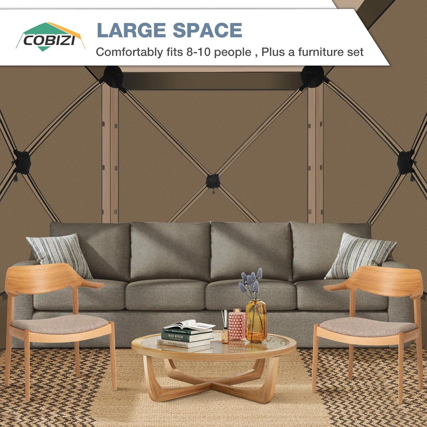 Carpa Plegable COBIZI 2.44m x 2.44m con Paredes y Red Antimosquitos