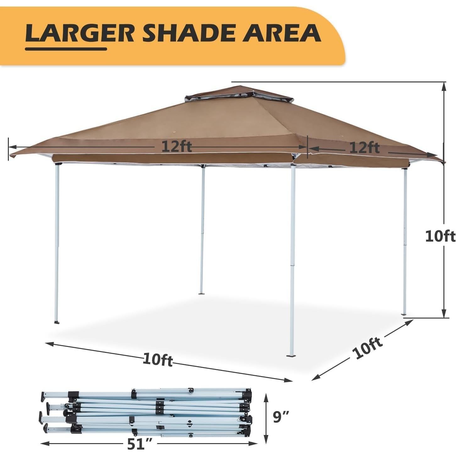 Carpa Instantánea ECOTOUGE 3.66m Marrón Resistente al Agua y UV