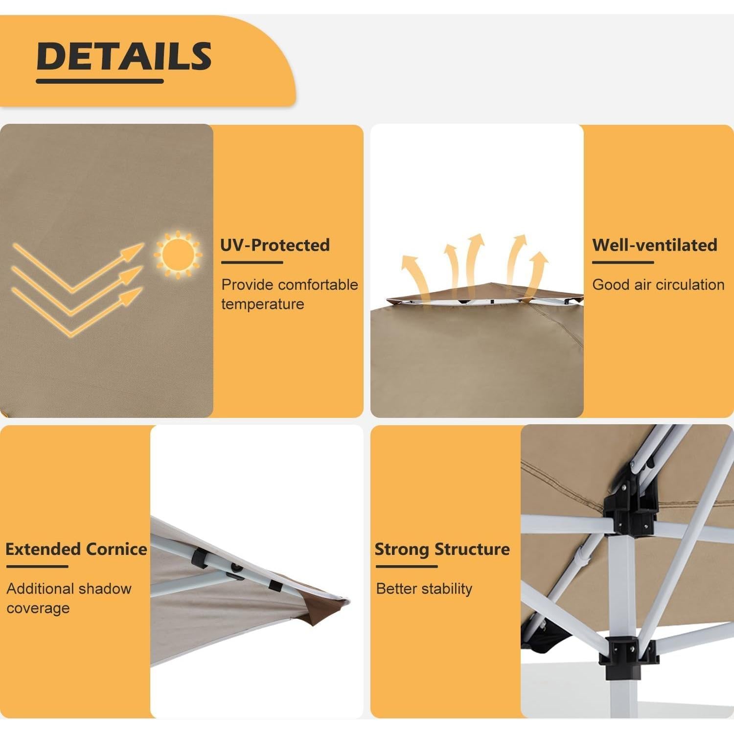 Carpa Instantánea ECOTOUGE 3.66m Marrón Resistente al Agua y UV