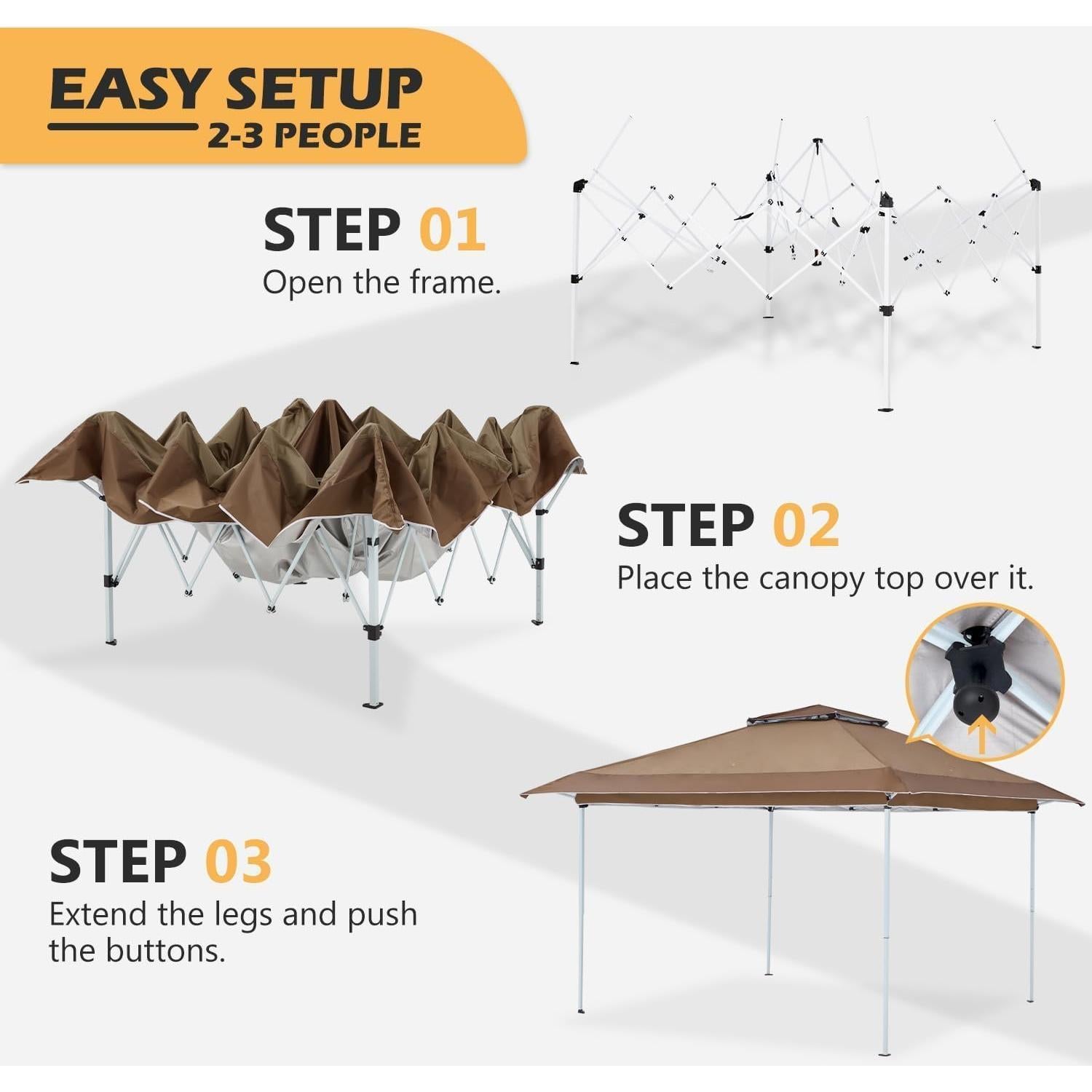 Carpa Instantánea ECOTOUGE 3.66m Marrón Resistente al Agua y UV