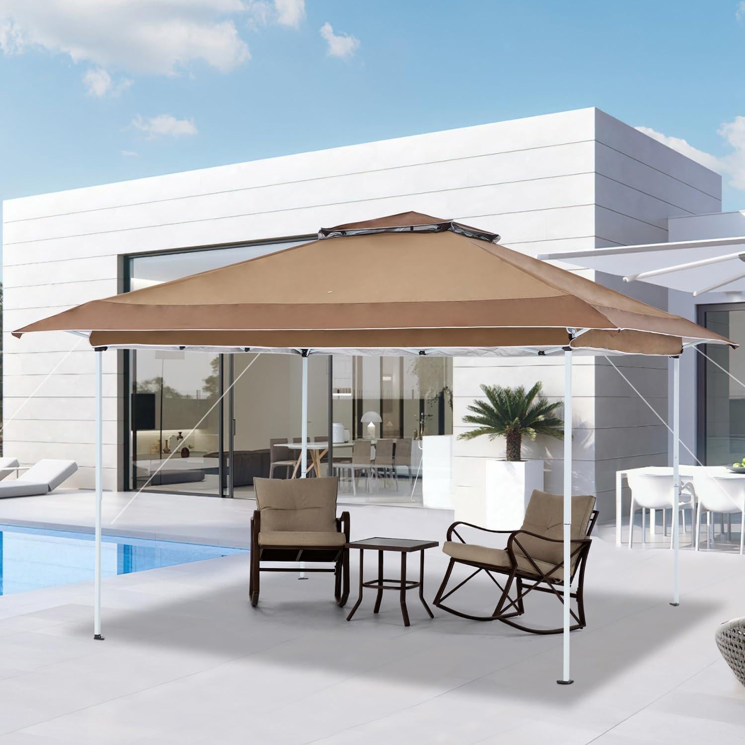 Carpa Instantánea ECOTOUGE 3.66m Marrón Resistente al Agua y UV