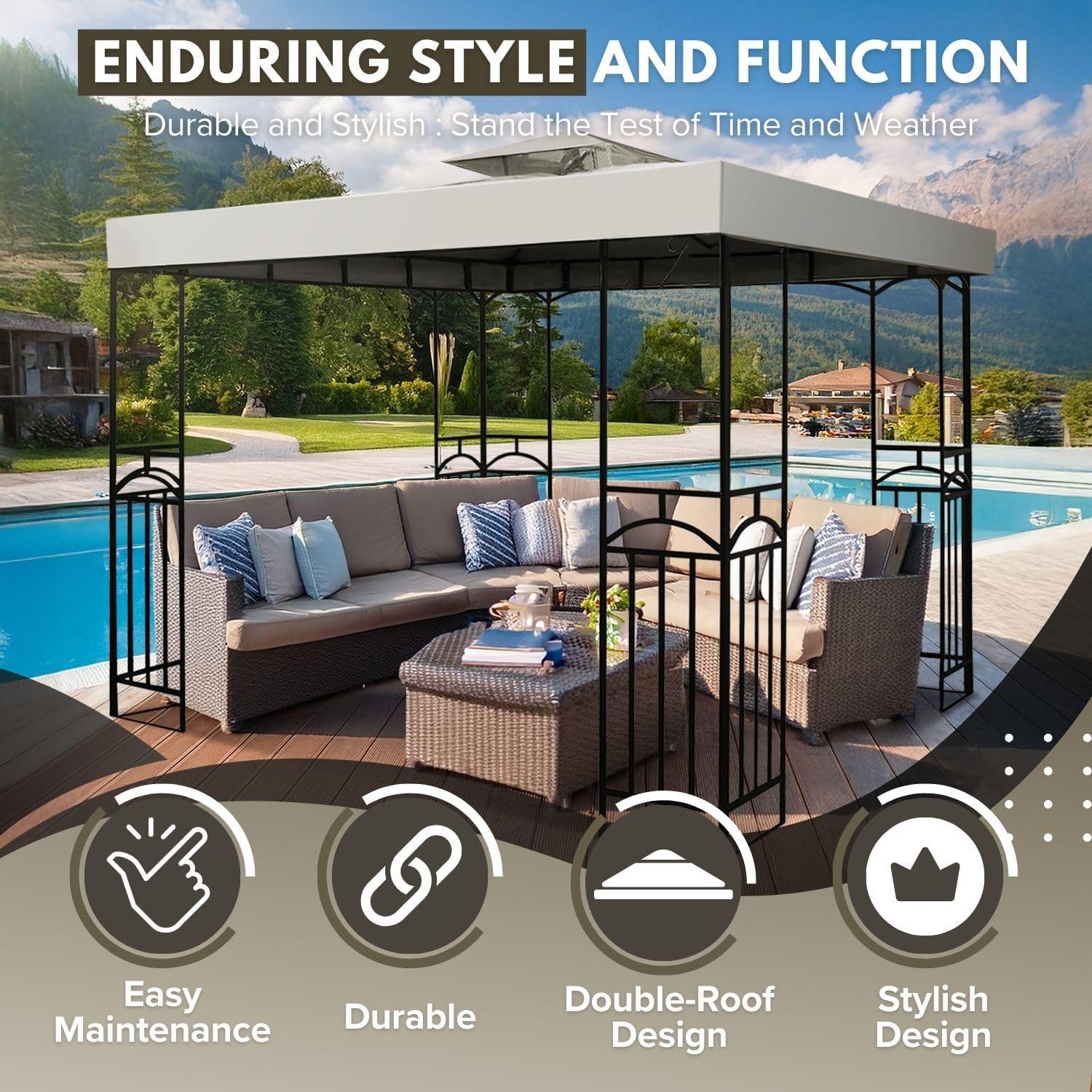 Cubierta de Reemplazo para Gazebo Flexzion 2.4x2.4m Impermeable