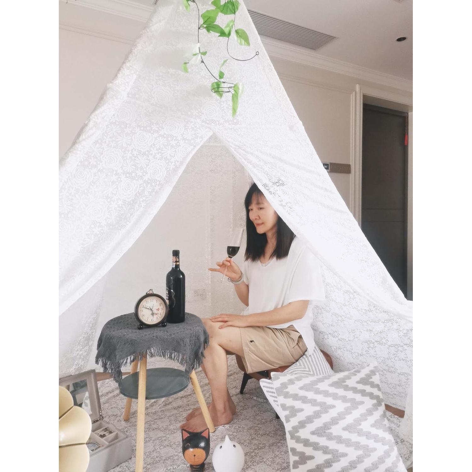 Tienda Teepee Grande ABULU de Encaje Blanco 220 cm para Adultos
