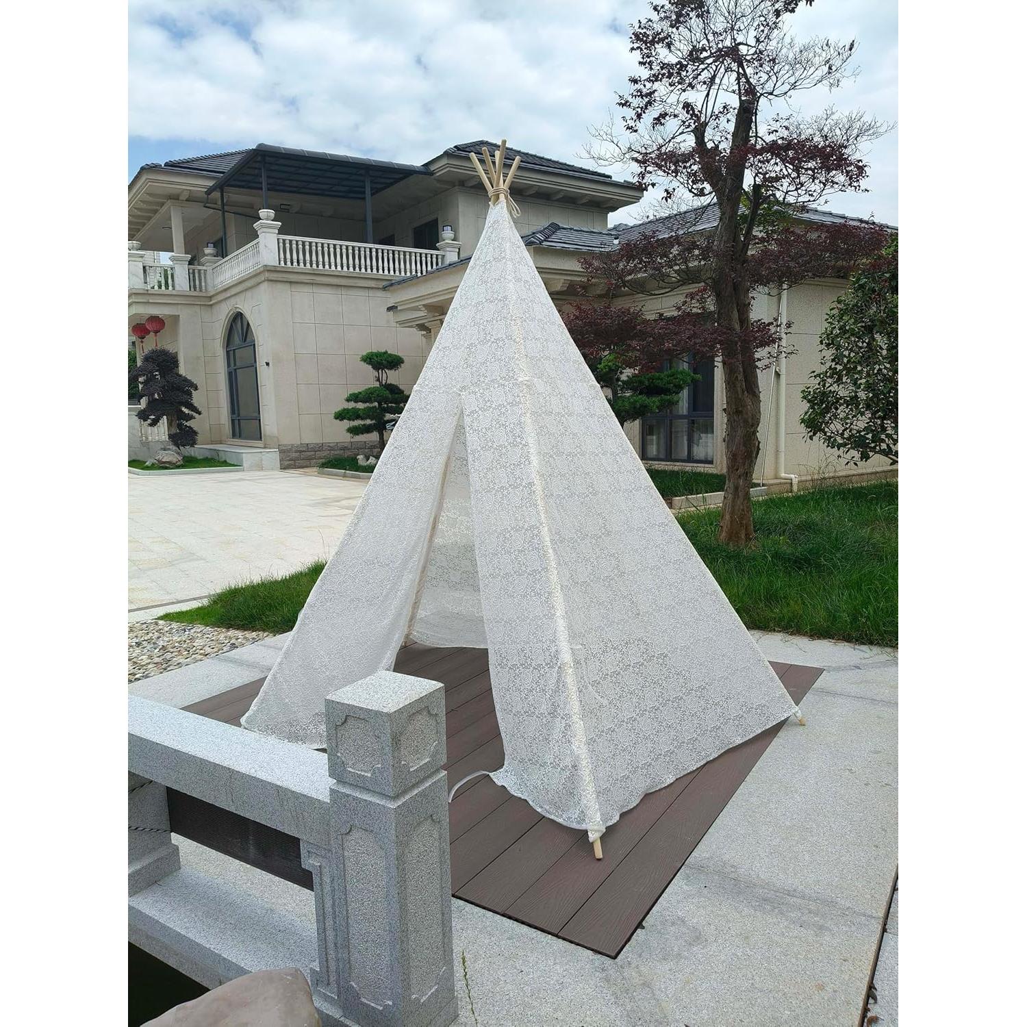 Tienda Teepee Grande ABULU de Encaje Blanco 220 cm para Adultos