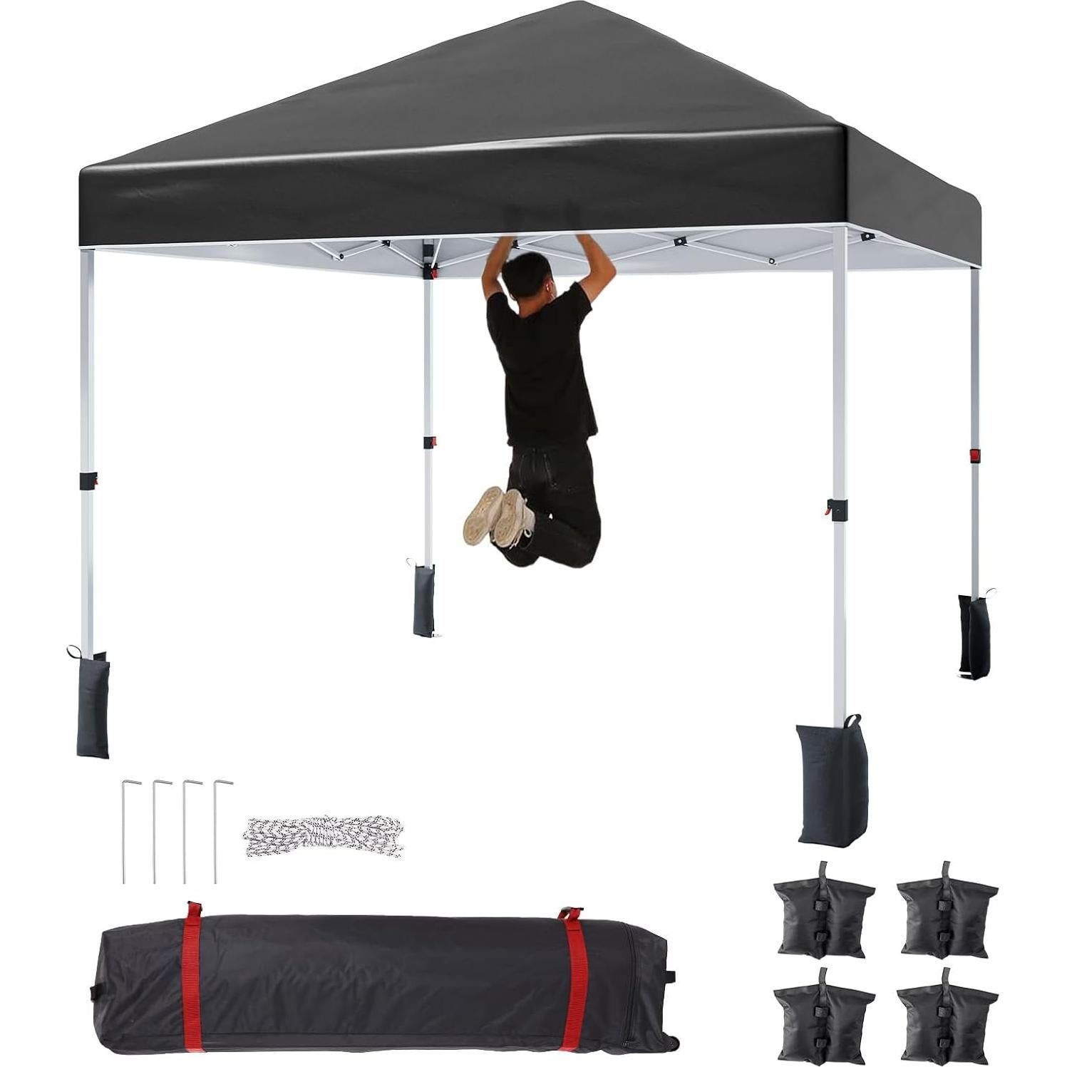 Carpa Instantánea Plegable GarveeLife 3x3m Negra con Ruedas