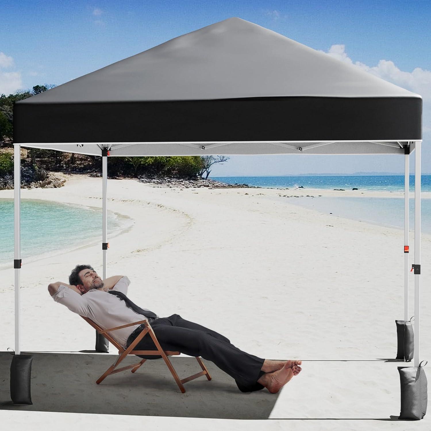 Carpa Instantánea Plegable GarveeLife 3x3m Negra con Ruedas