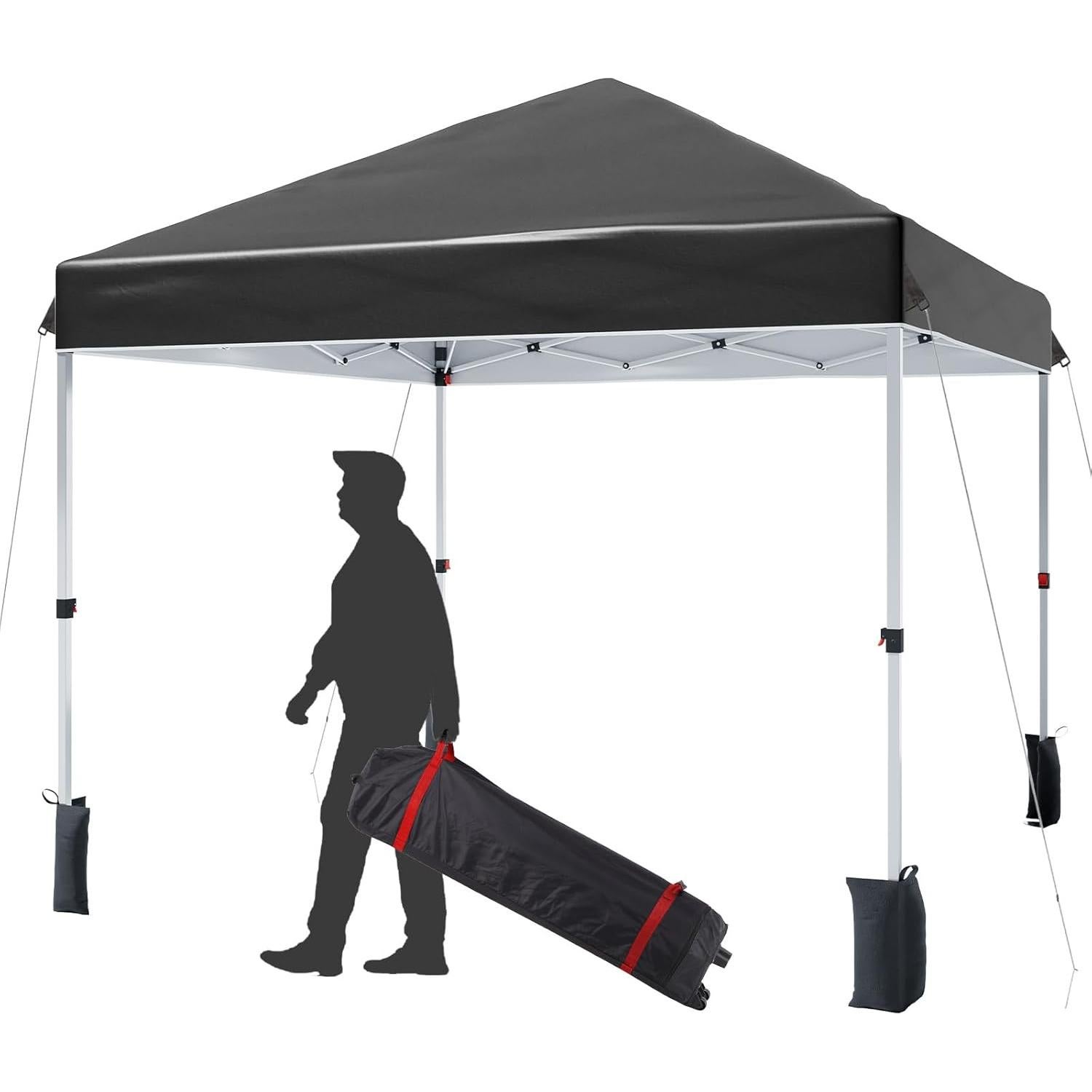 Carpa Instantánea Plegable GarveeLife 3x3m Negra con Ruedas