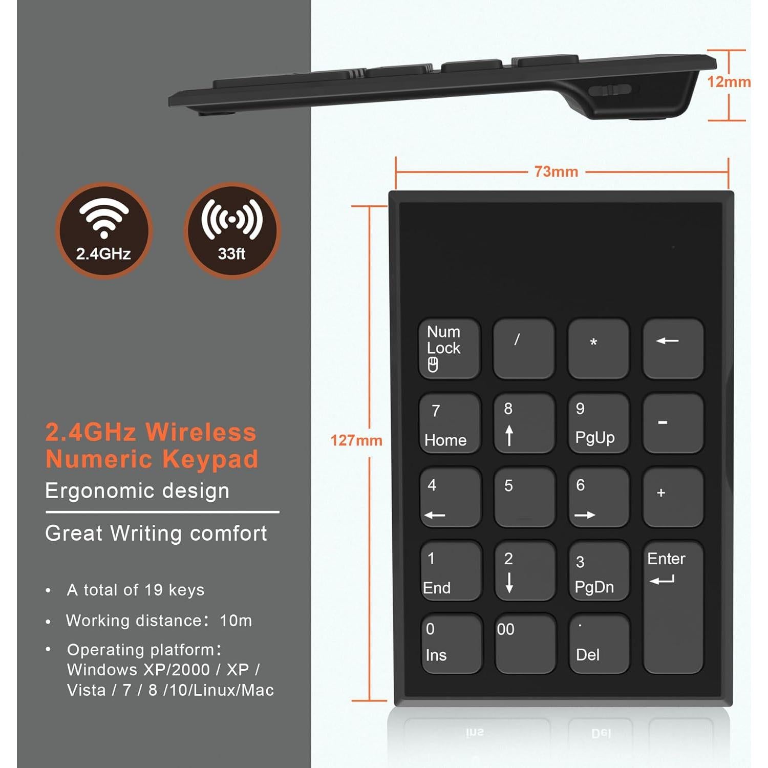 Combo Teclado Numérico y Ratón Inalámbrico Rytaki Pro 19 Teclas