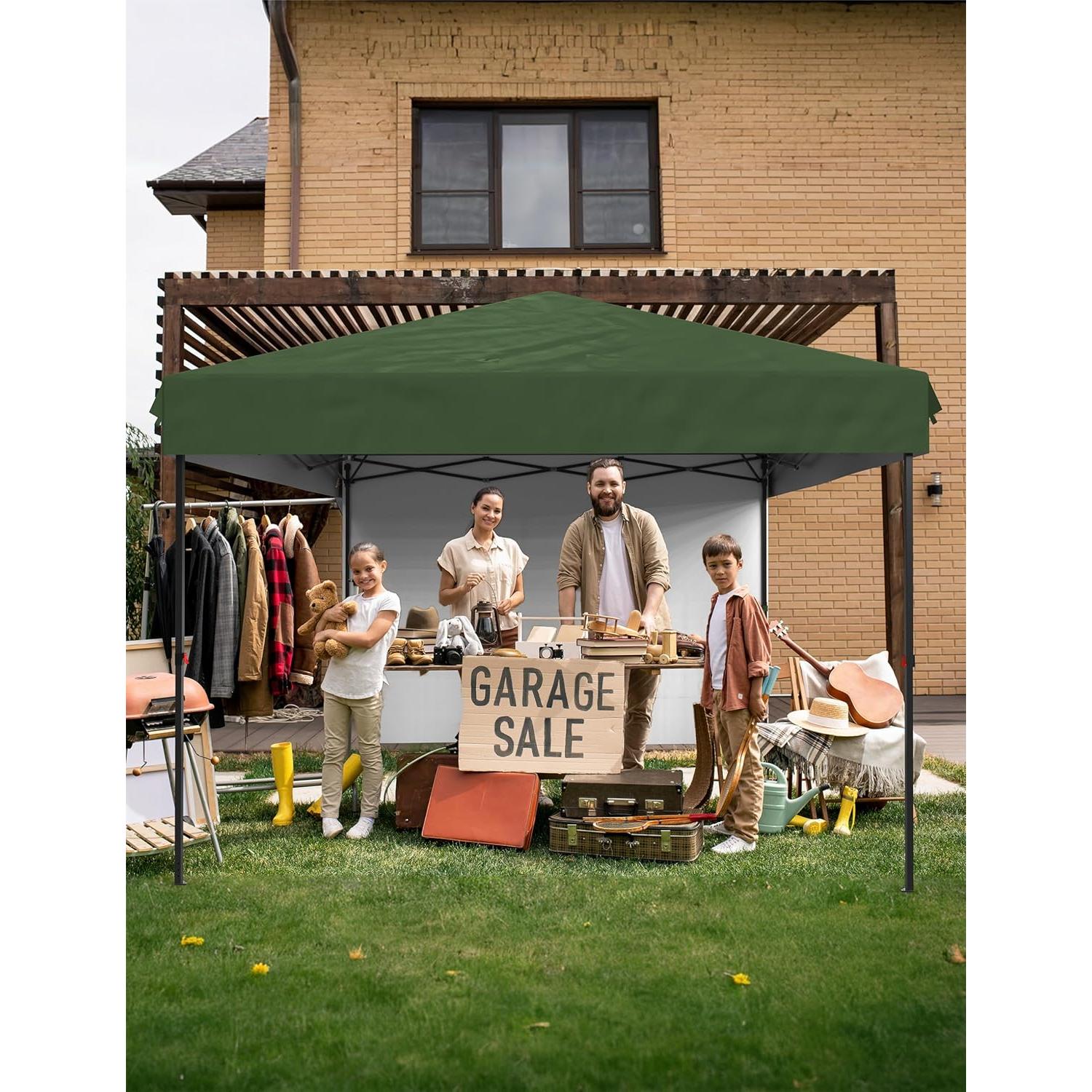Carpa Plegable DEXSO 3.05x3.05m Impermeable Verde con Pared
