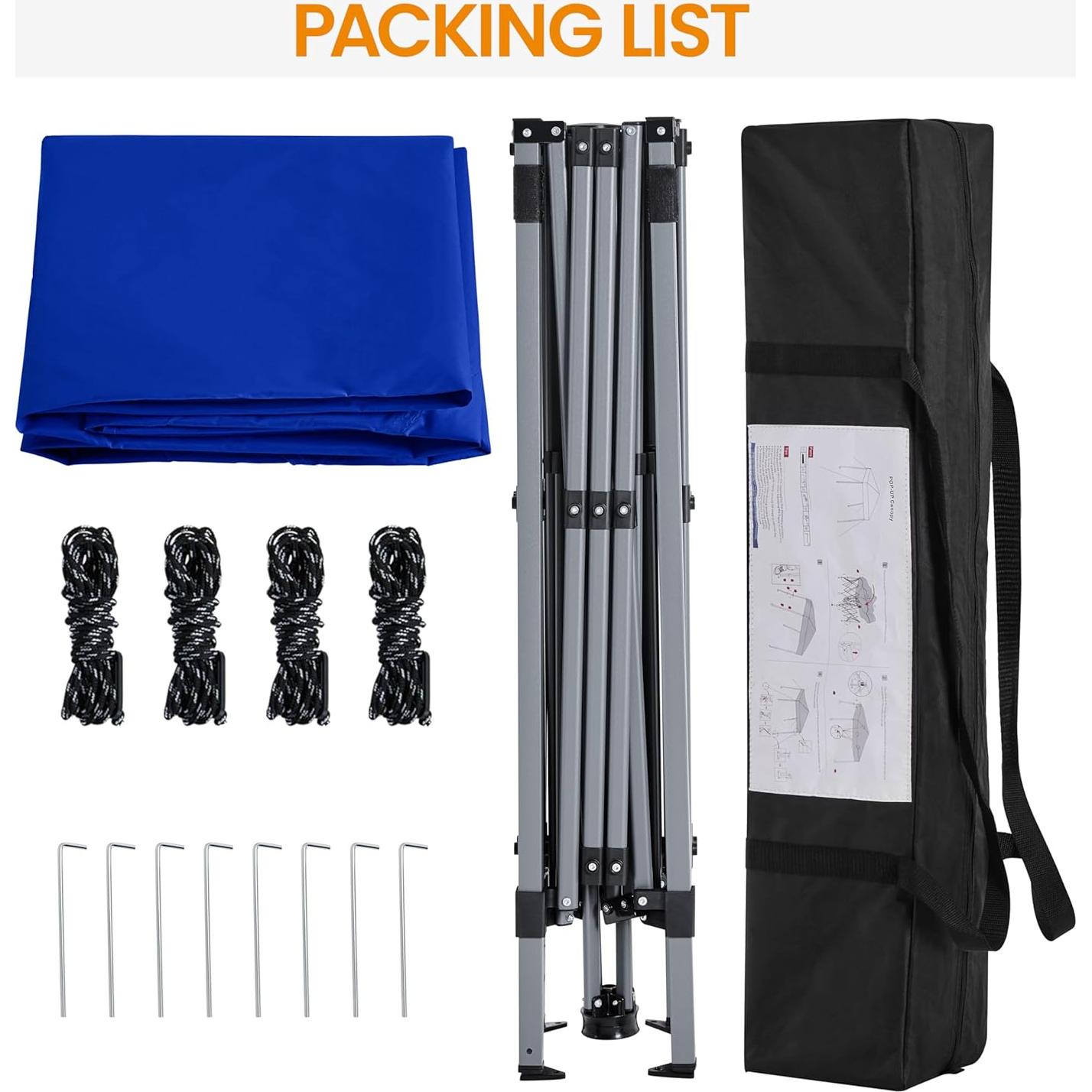 Yaheetech Instant Canopy Tent, 10x10 Slant Leg Easy Outdoor Pop up Canopy, Folding Portable Gazebo Instant Shelter Tent with Backpack for Garden/Camping/Party, 10x10 Base 8x8 Top, Blue