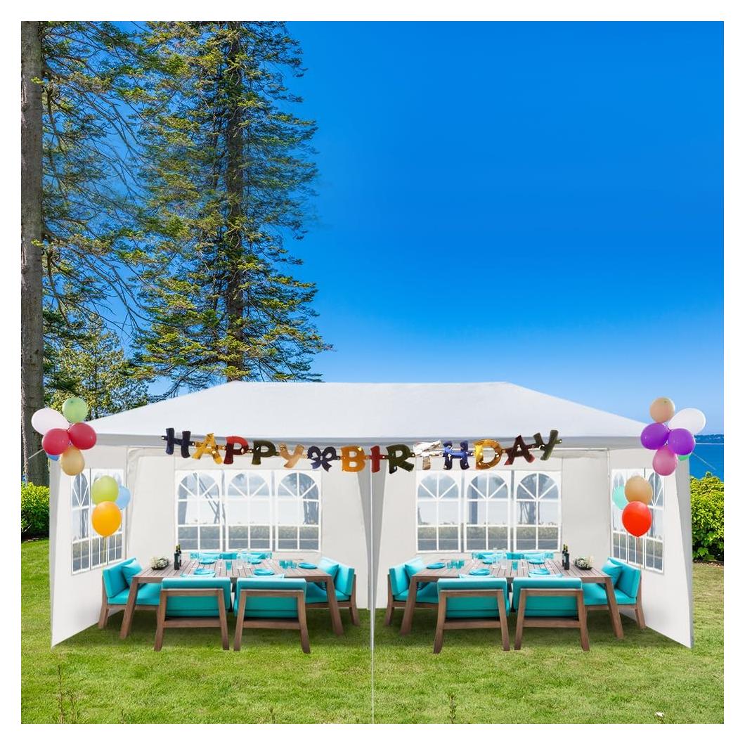 Carpa de Fiesta 10x20ft Myoihomora Blanca Impermeable con Paredes