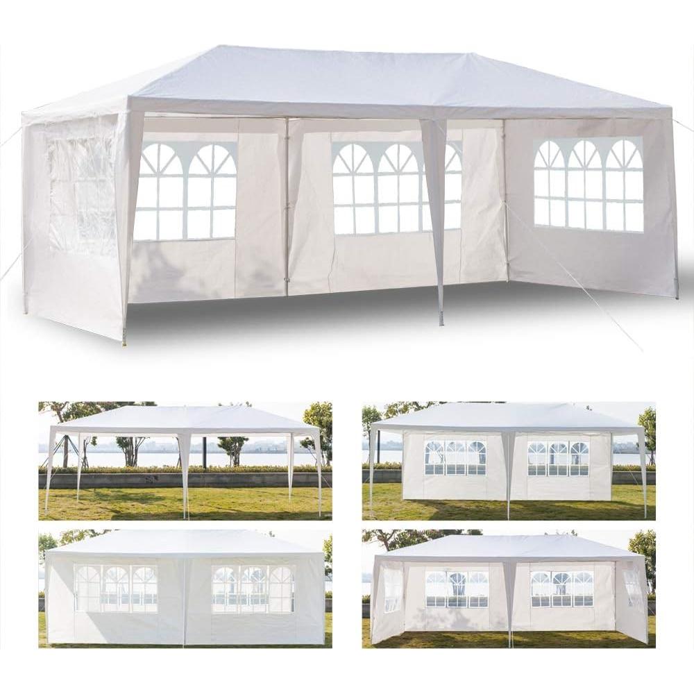 Carpa de Fiesta 10x20ft Myoihomora Blanca Impermeable con Paredes