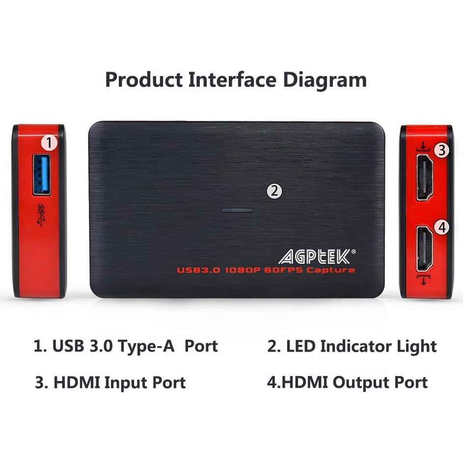Tarjeta de Captura HDMI AGPTEK 4K 30FPS Streaming en Vivo