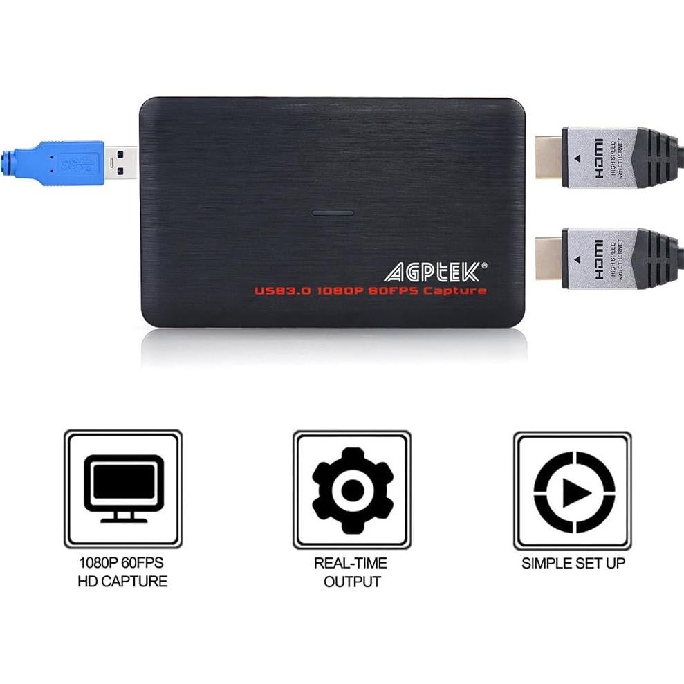 Tarjeta de Captura HDMI AGPTEK 4K 30FPS Streaming en Vivo