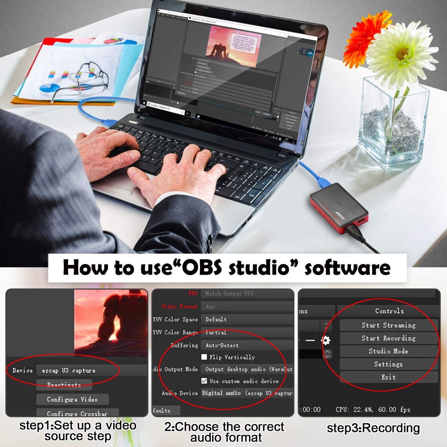 Tarjeta de Captura HDMI AGPTEK 4K 30FPS Streaming en Vivo