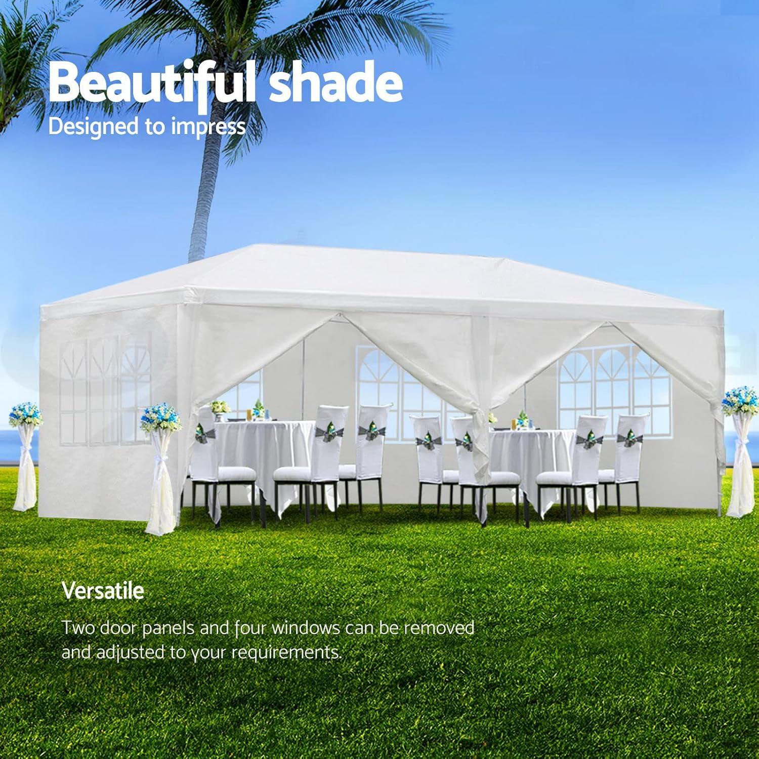 10x20Ft Outdoor Canopy Tent with 6 Removable Sidewalls, Waterproof PE Gazebo for Weddings, Parties, and Events