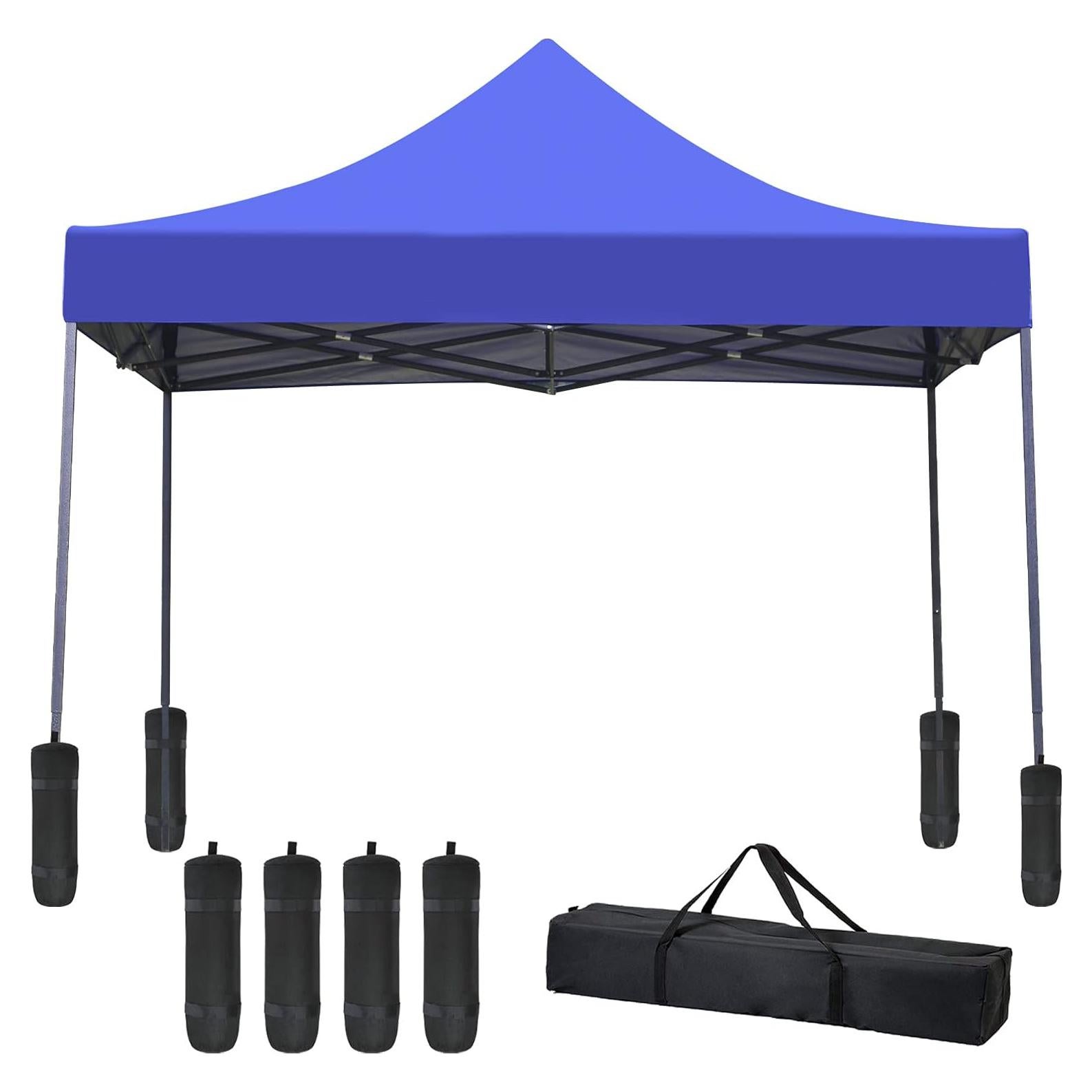 10 x 10ft Pop Up Canopy Tent,Party Tent,Patio Ez Up Canopy Sun Shade Wedding Instant Folding Protable Better Air Circulation Outdoor Gazebo with Removable Sunwall and Backpack Bag (Blue)