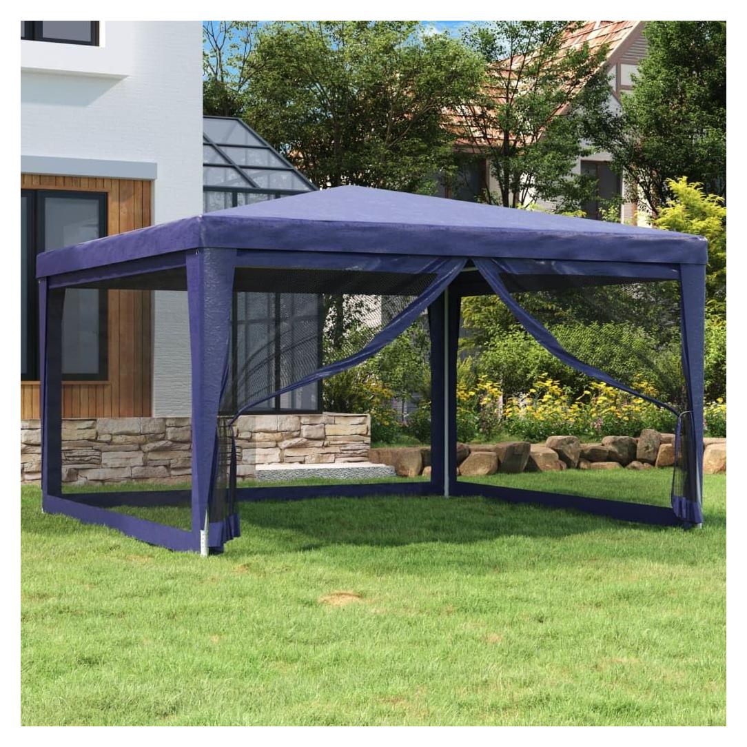 Party Tent with 4 Mesh Sidewalls Blue 13.1'x13.1' HDPE,Party Tent with Iron Frame, Water Resistant Canopy and Mesh Sidewalls for Outdoor Events Outdoor Canopies, Outdoor Gazebos