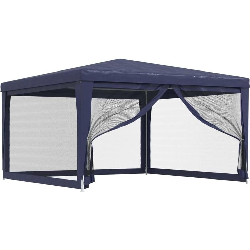 Party Tent with 4 Mesh Sidewalls Blue 13.1'x13.1' HDPE,Party Tent with Iron Frame, Water Resistant Canopy and Mesh Sidewalls for Outdoor Events Outdoor Canopies, Outdoor Gazebos