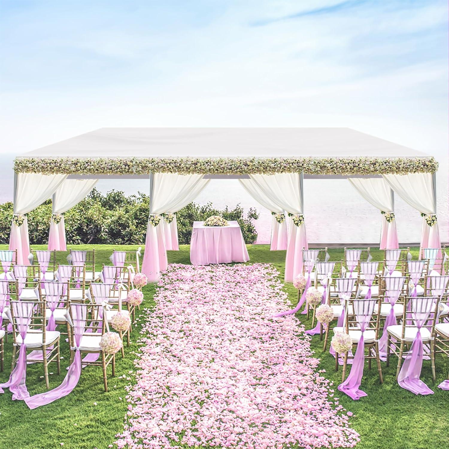 Carpa de Fiesta Exterior 10x30m Pérgola Blanca 5 Paredes Removibles