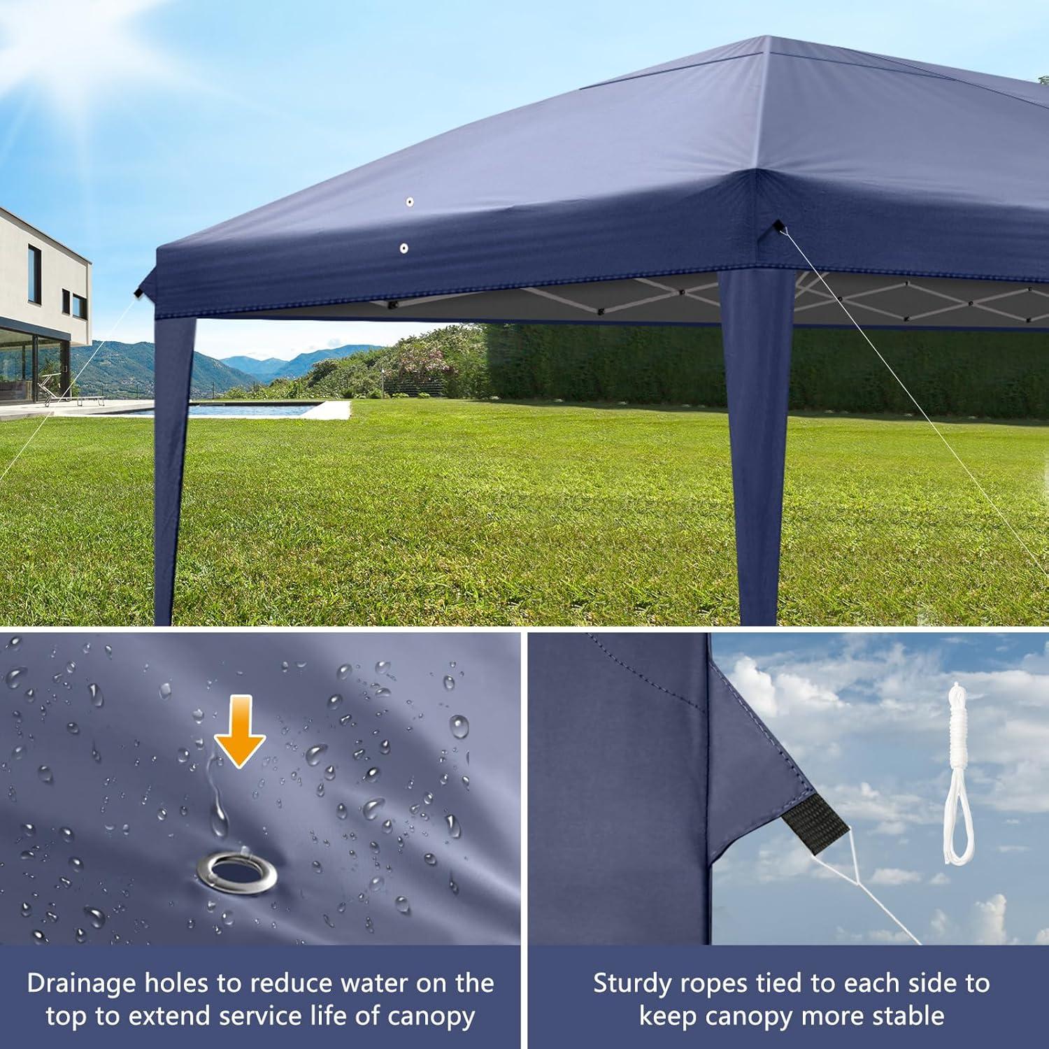 Veryke 10' x 20' Pop Up Canopy Tent with 6 Sidewalls, Heavy Duty Party Tent with Carry Bag, Event Tent, Patio Canopy Tent, Outdoor Patio Gazebo, Waterproof (10' x 20', Blue-6 Sidewalls)