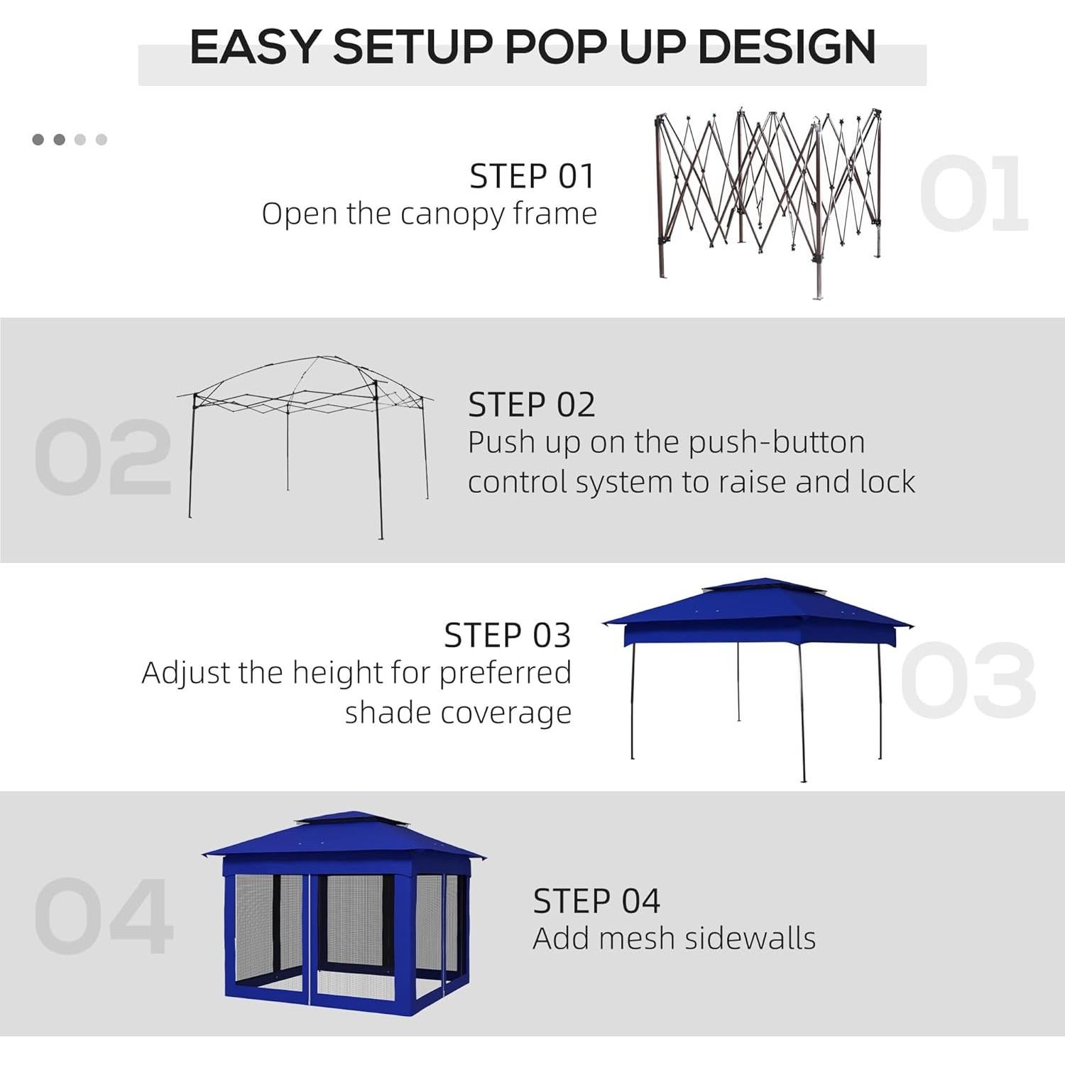 Carpa Plegable 3.05x3.05m SeeTruth para Patio Exterior Azul