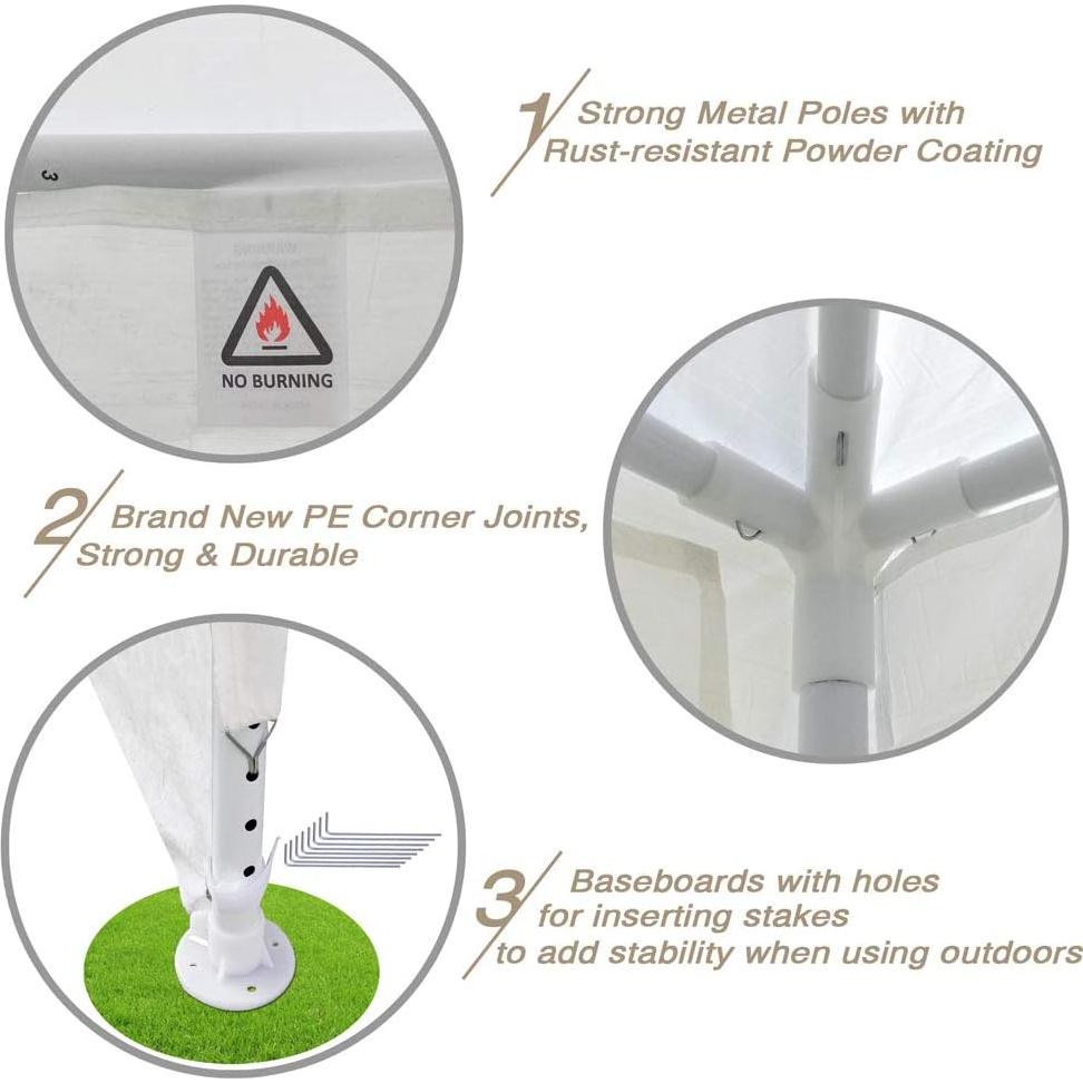 Carpa de Patio 3x3 m AW Blanca con Paredes Desmontables