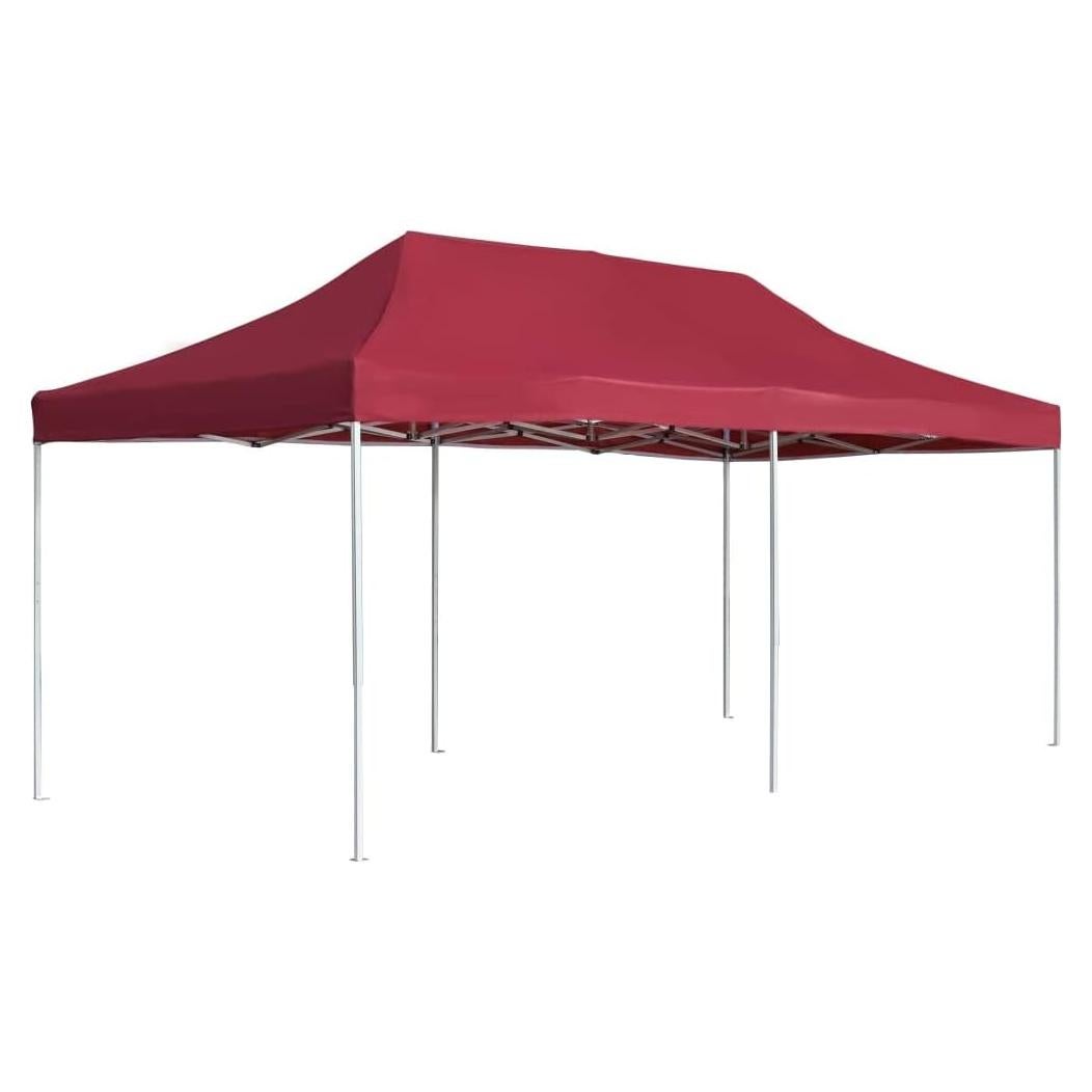 Professional Folding Party Tent Aluminum 19.7'x9.8' Wine Red,Elegant Party Tent Water-Resistant Sunshade Shelter for Outdoor Events Canopies, Gazebos & Pergolas, Outdoor Structures