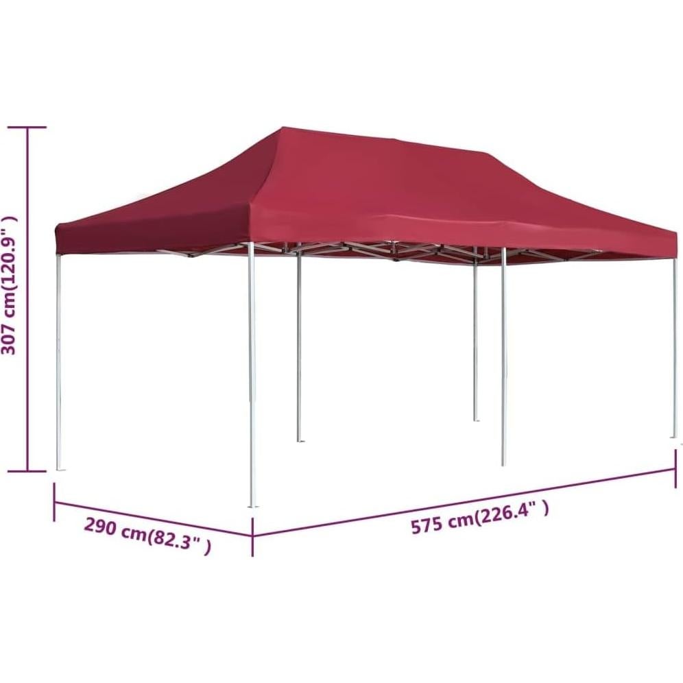 Professional Folding Party Tent Aluminum 19.7'x9.8' Wine Red,Elegant Party Tent Water-Resistant Sunshade Shelter for Outdoor Events Outdoor Living, Patio Furniture & Accessories