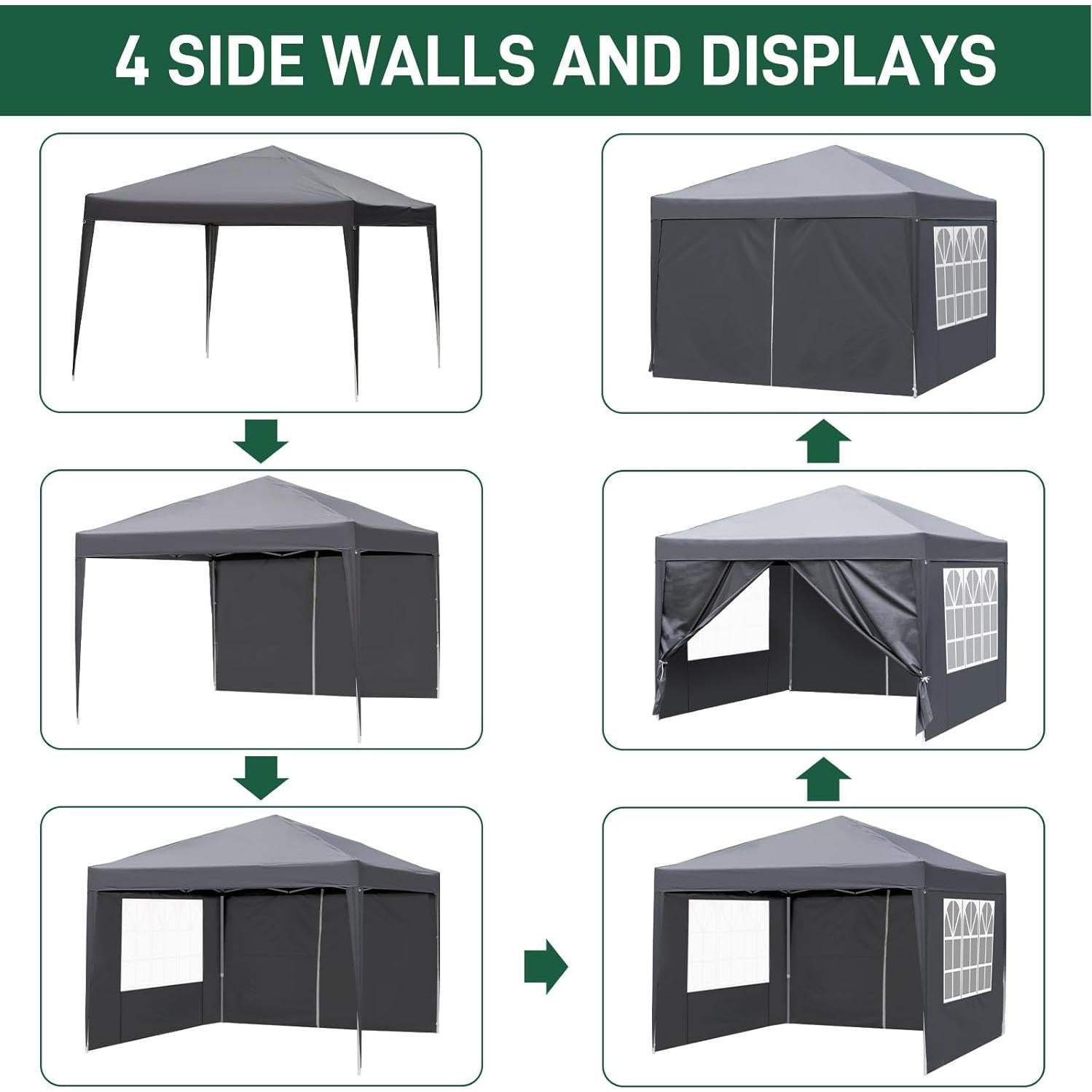 Carpa Canopy 3x3m JHengShop con Paredes Laterales y Bolsa