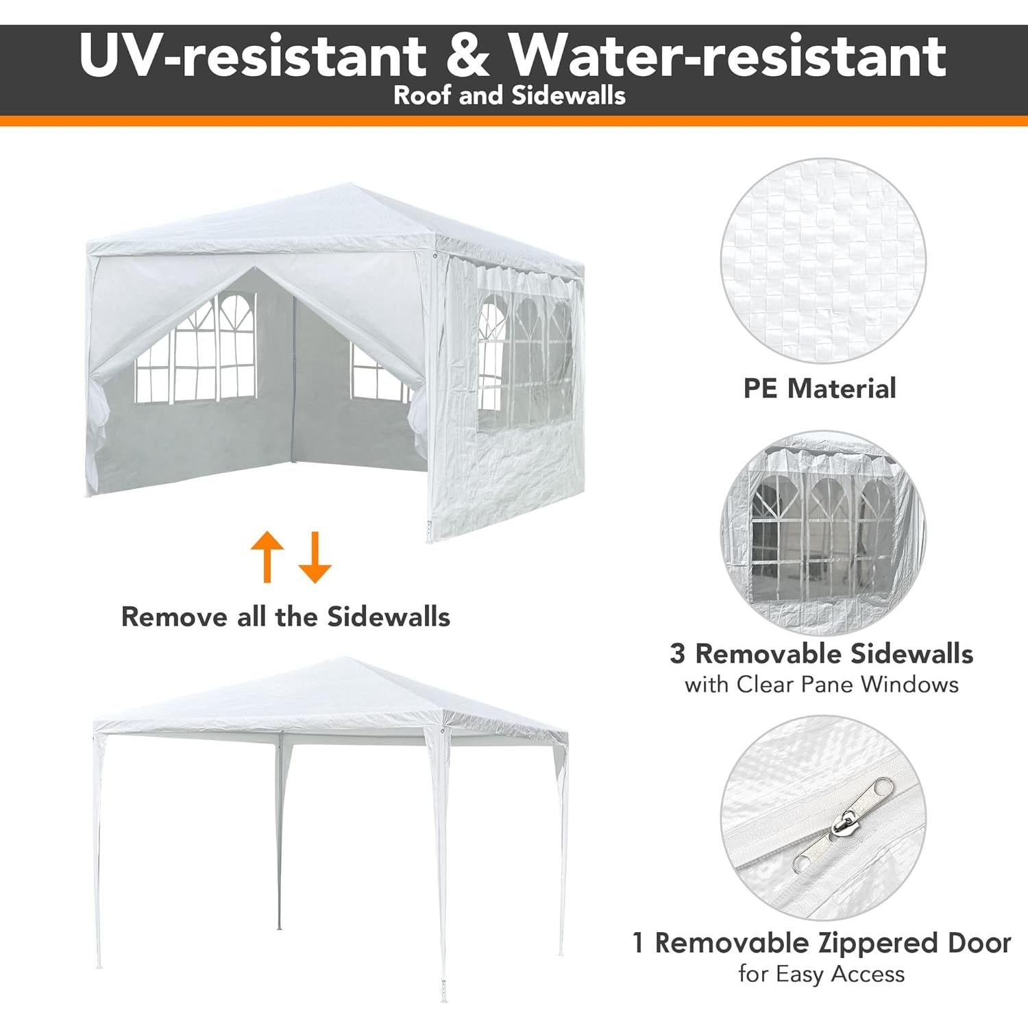 Carpa de Boda Yescom 3.05x3.05 m Blanca con Paredes Removibles