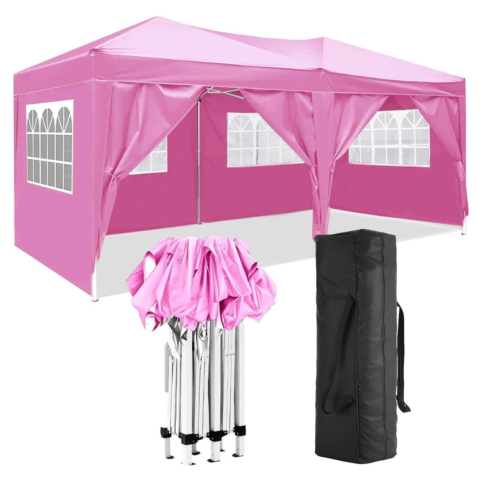 Kaimei 10'x20' Folding Canopy with 6 Removable Sidewalls Outdoor Event Shelter UPF 50+ Shade Canopy Tent for Parties Beach Camping Wedding