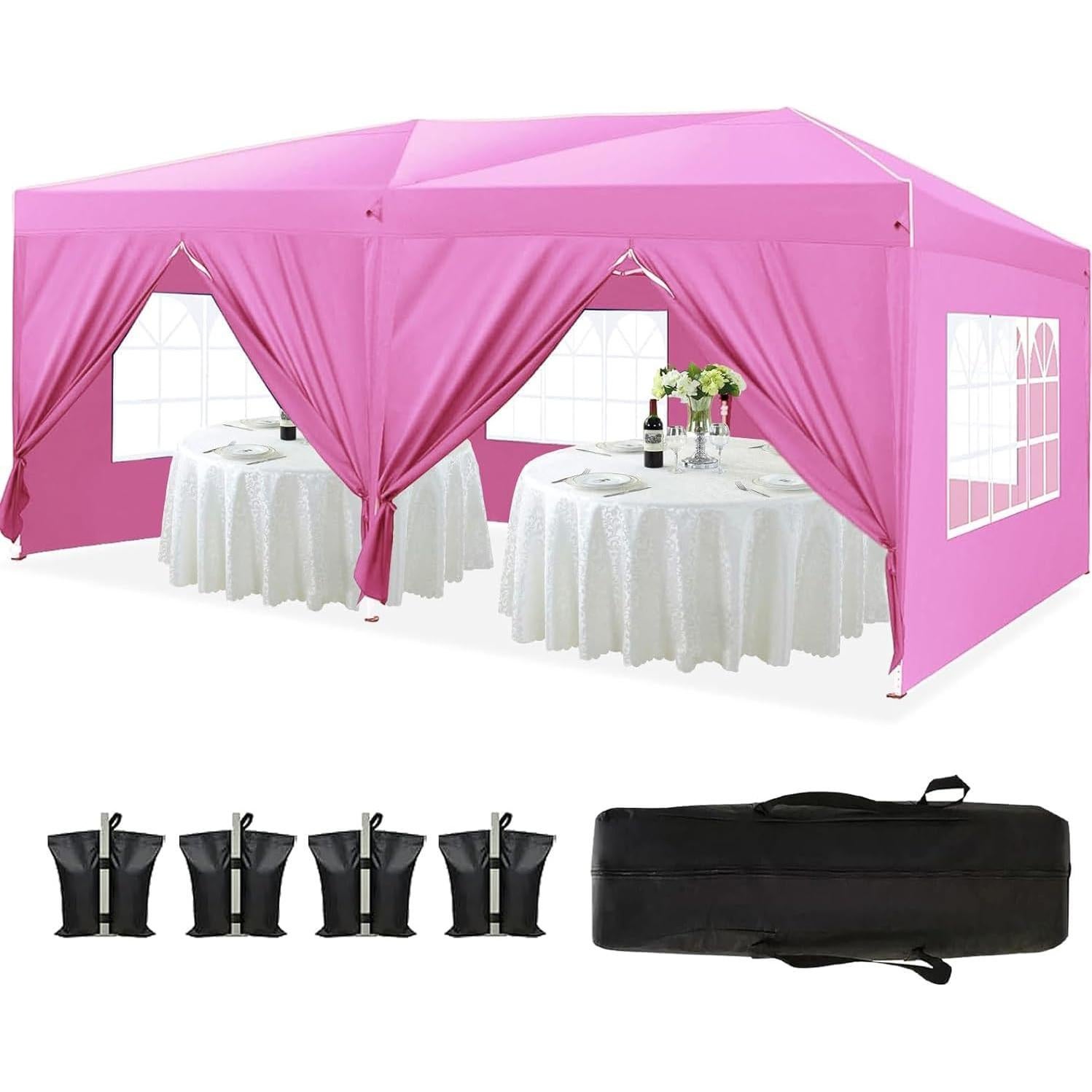 Kaimei 10'x20' Folding Canopy with 6 Removable Sidewalls Outdoor Event Shelter UPF 50+ Shade Canopy Tent for Parties Beach Camping Wedding