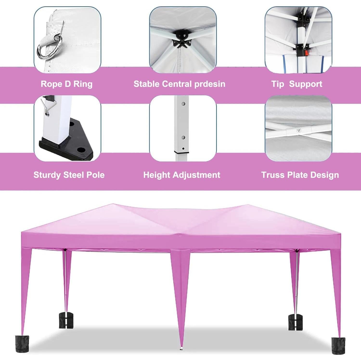 Kaimei 10'x20' Folding Canopy with 6 Removable Sidewalls Outdoor Event Shelter UPF 50+ Shade Canopy Tent for Parties Beach Camping Wedding