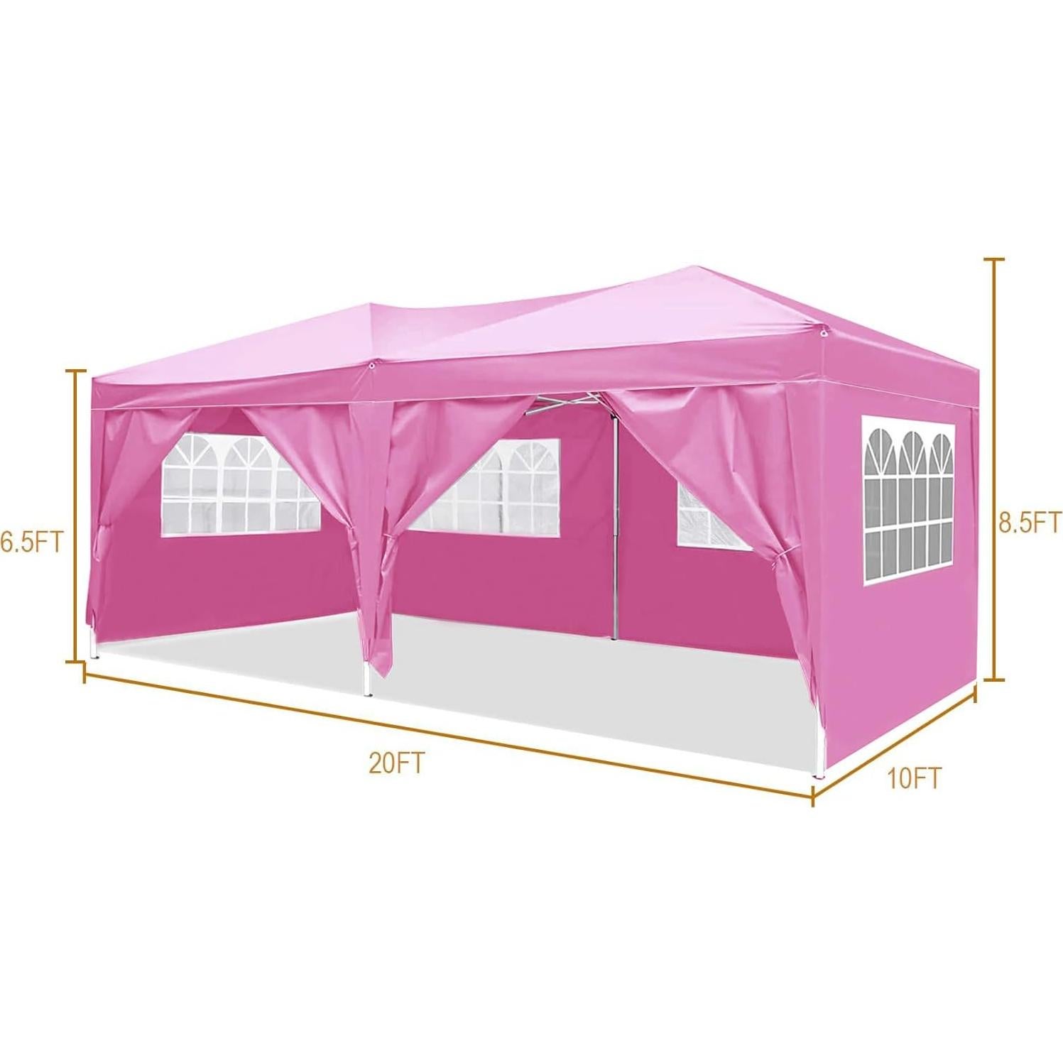Kaimei 10'x20' Folding Canopy with 6 Removable Sidewalls Outdoor Event Shelter UPF 50+ Shade Canopy Tent for Parties Beach Camping Wedding