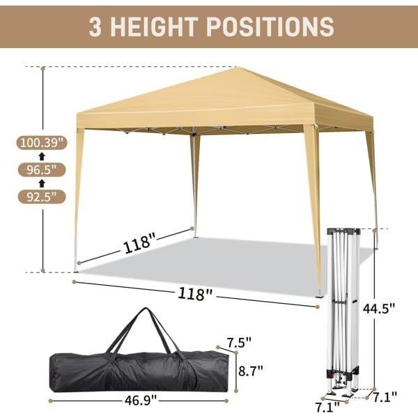 Carpa Plegable Impermeable 3x3m HopeHope - Sombra para Eventos