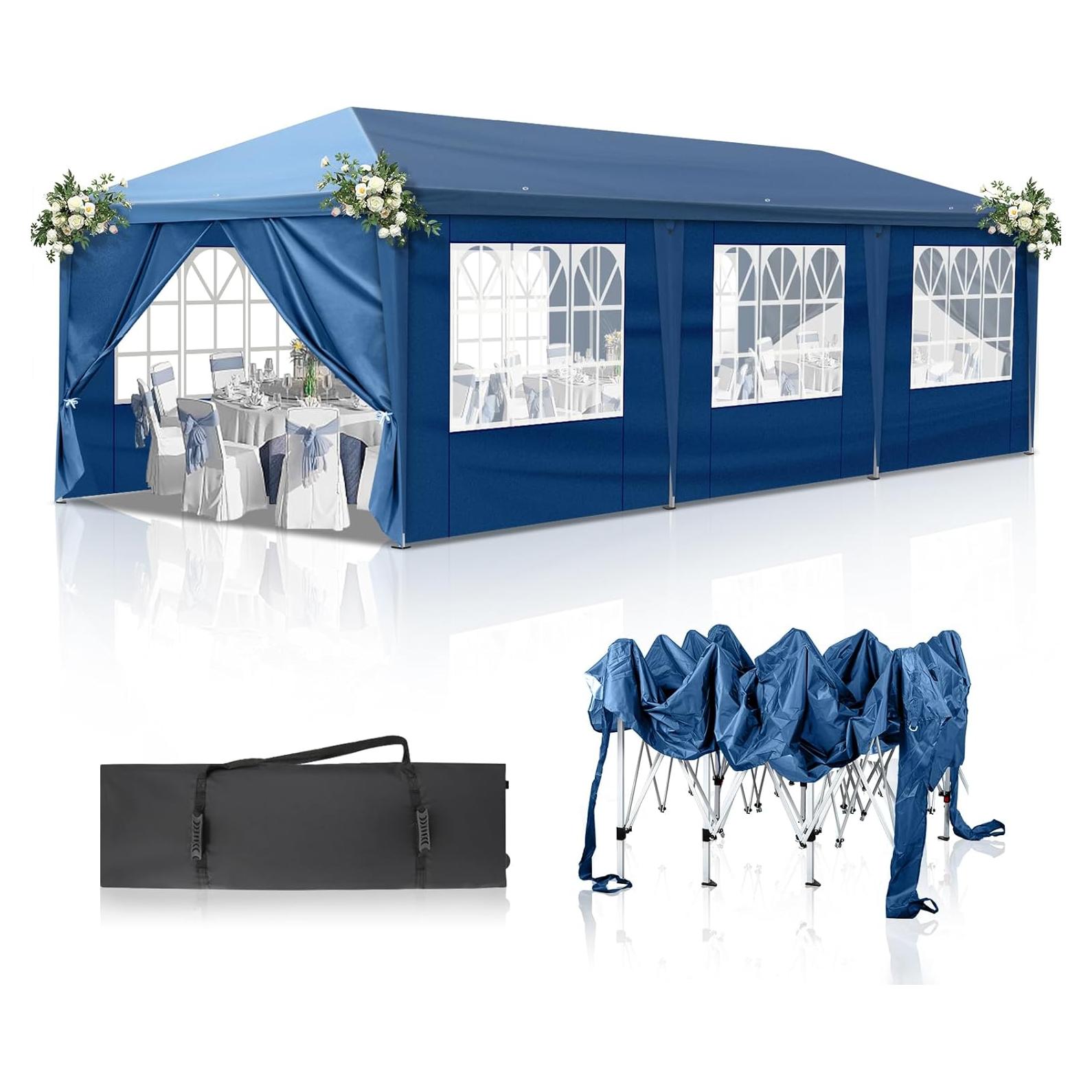 10x30FT Heavy Duty Canopy Party Tent, Outdoor Patio Party Tent Wedding Tents, Party Tent Tents for Parties, Foldable Canopy, Gazebo Tent for Backyard, Outdoor Event Shelter Camping Commercial Wedding