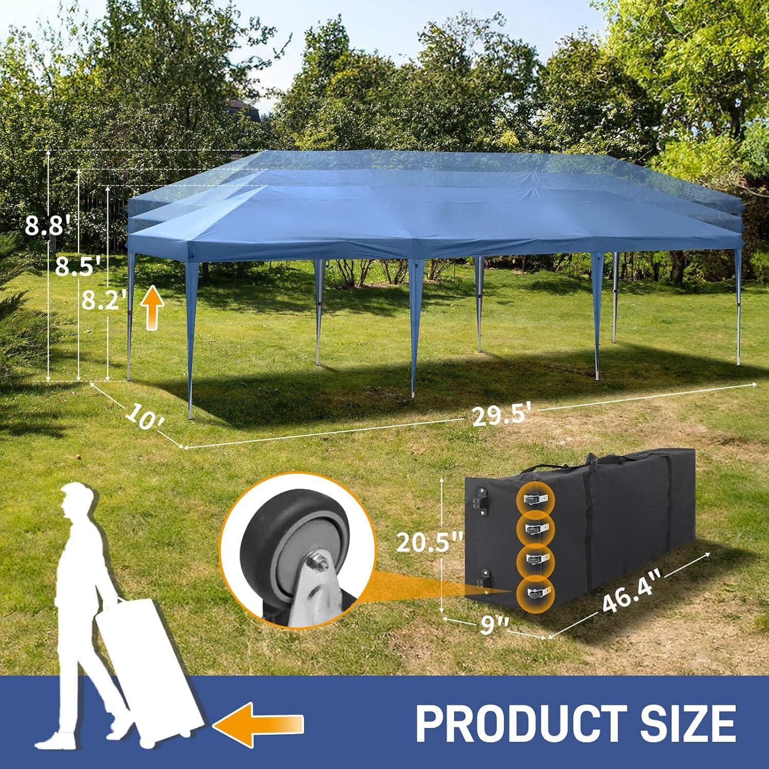 10x30FT Heavy Duty Canopy Party Tent, Outdoor Patio Party Tent Wedding Tents, Party Tent Tents for Parties, Foldable Canopy, Gazebo Tent for Backyard, Outdoor Event Shelter Camping Commercial Wedding