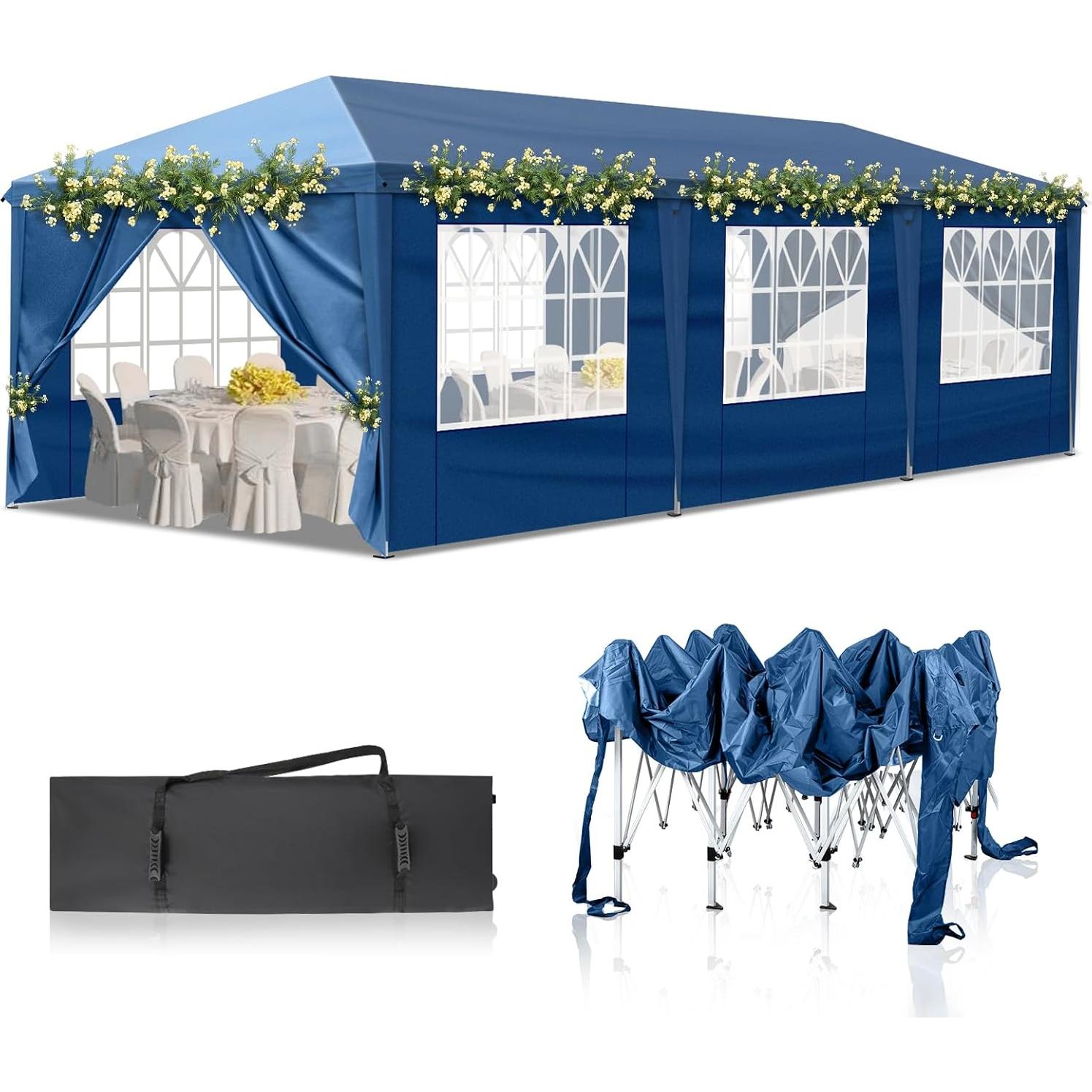 10x30FT Heavy Duty Canopy Party Tent, Outdoor Patio Party Tent Wedding Tents, Party Tent Tents for Parties, Foldable Canopy, Gazebo Tent for Backyard, Outdoor Event Shelter Camping Commercial Wedding