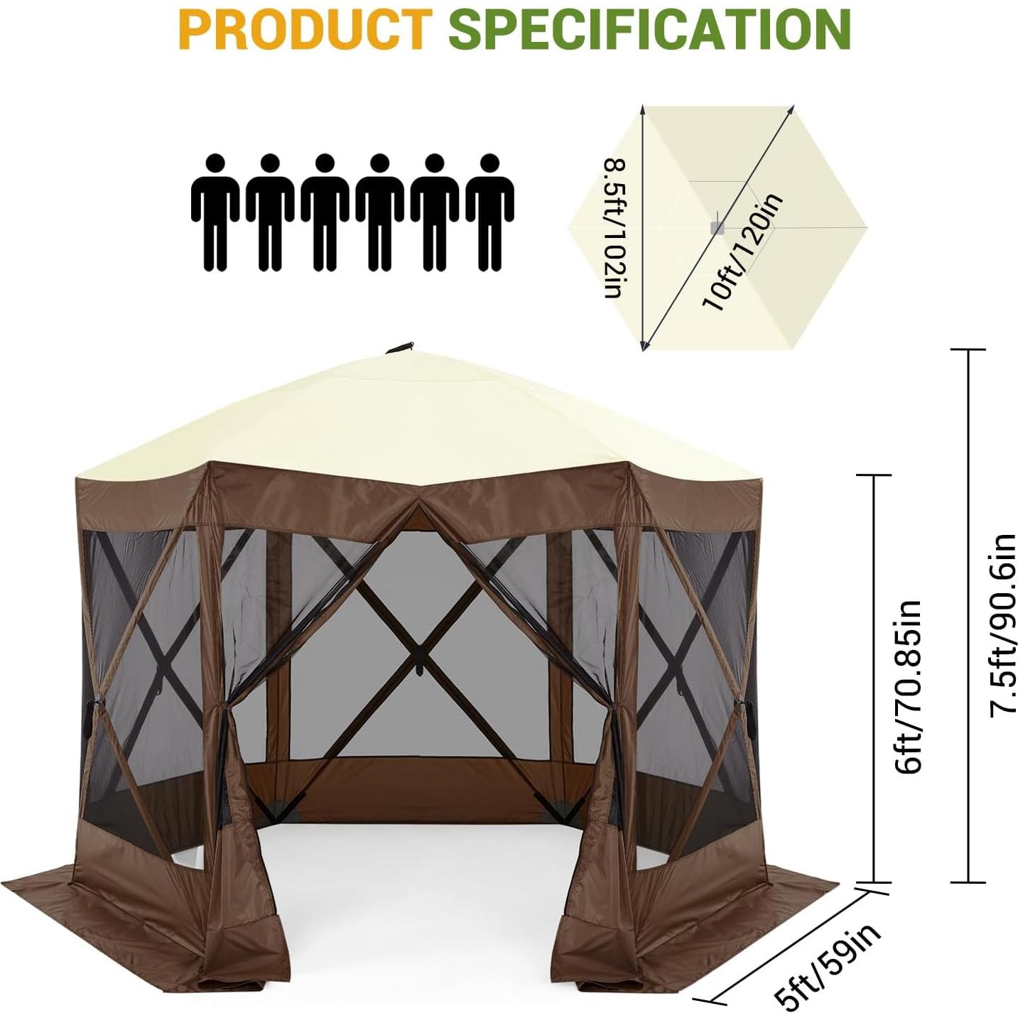 Gazebo Plegable Hipicute 3.05x3.05m Impermeable con Mosquitera