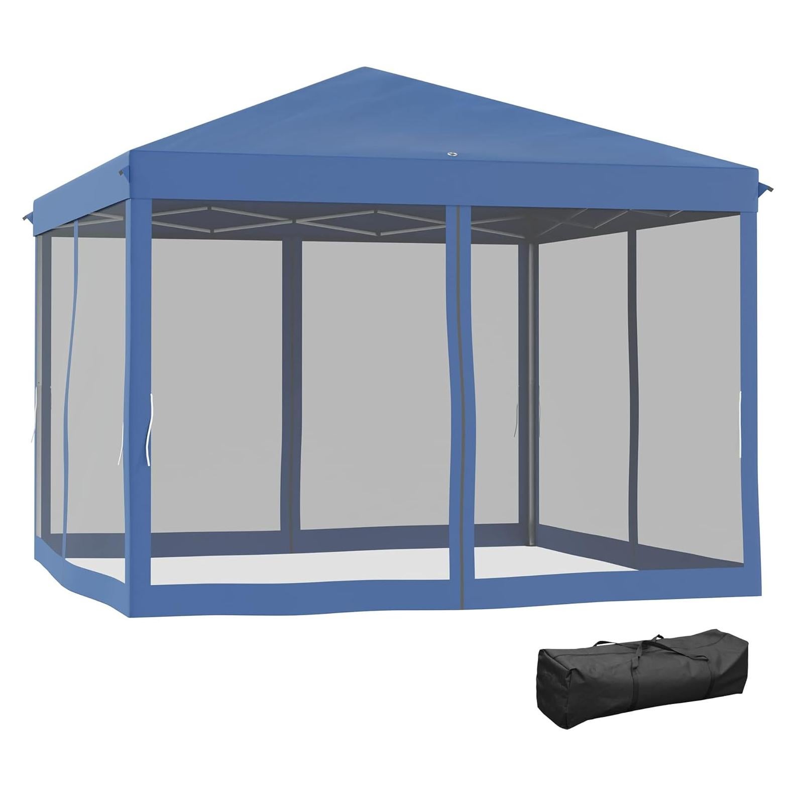 Tienda de Dosel Pop-Up Kaimei 3m x 3m con Malla - Azul