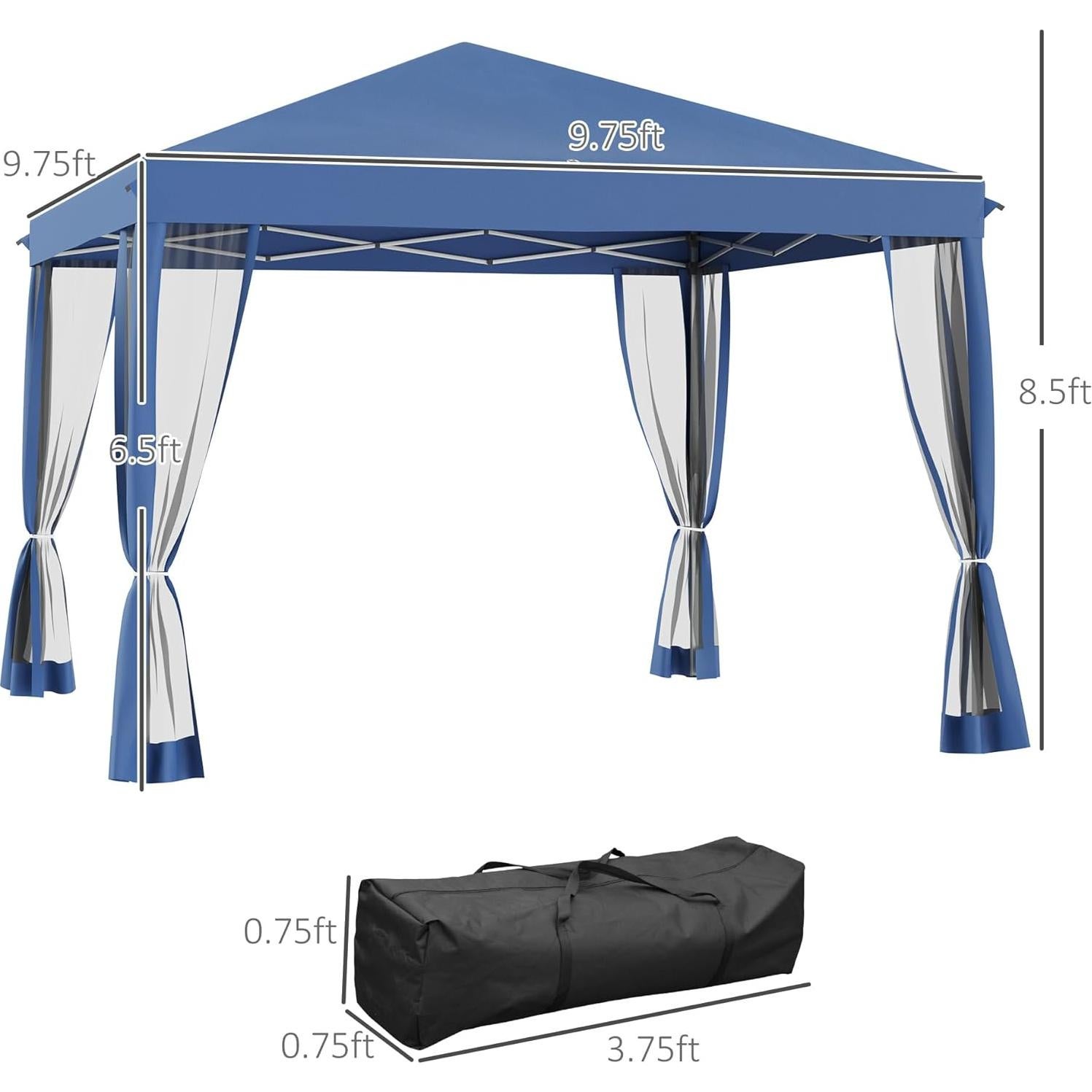 Tienda de Dosel Pop-Up Kaimei 3m x 3m con Malla - Azul