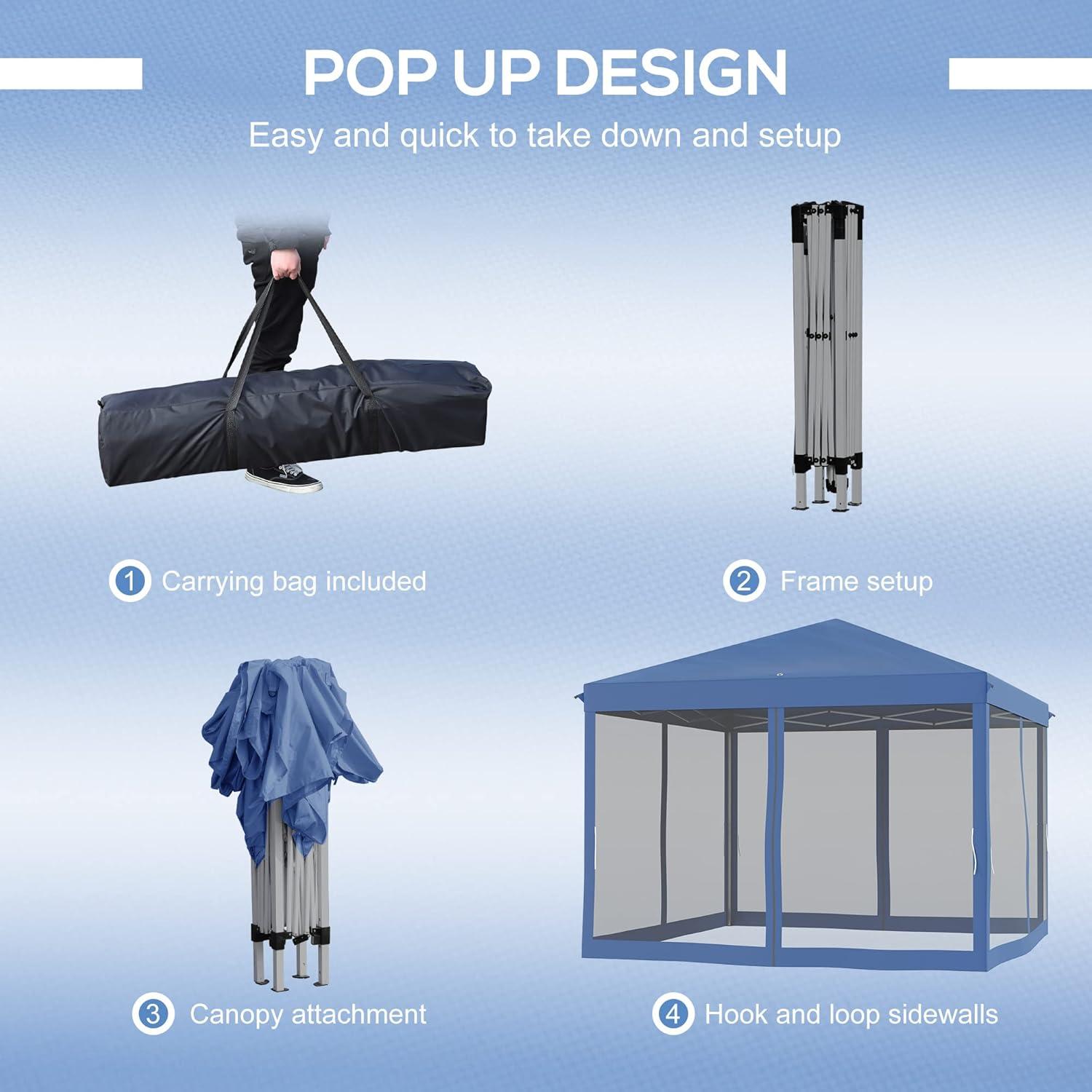 Tienda de Dosel Pop-Up Kaimei 3m x 3m con Malla - Azul