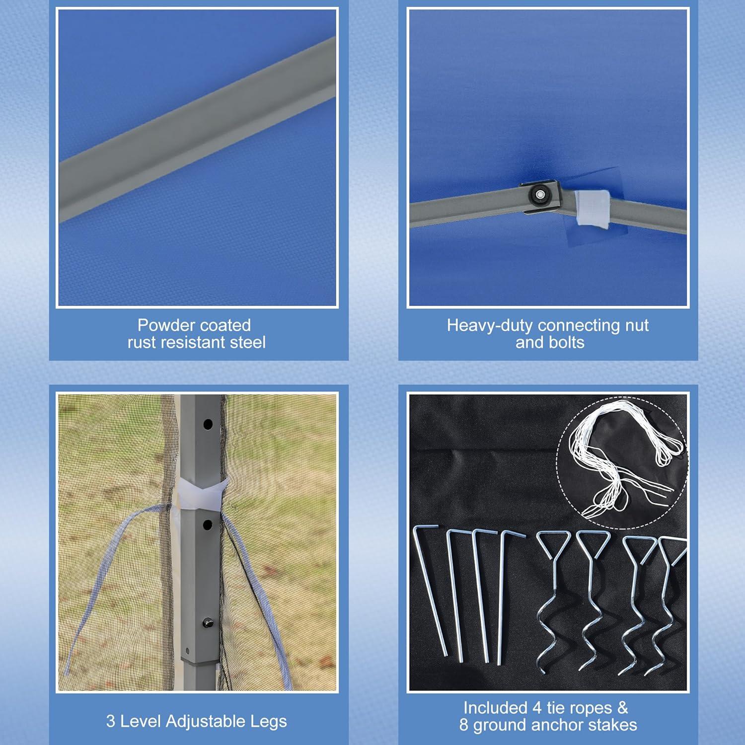 Tienda de Dosel Pop-Up Kaimei 3m x 3m con Malla - Azul