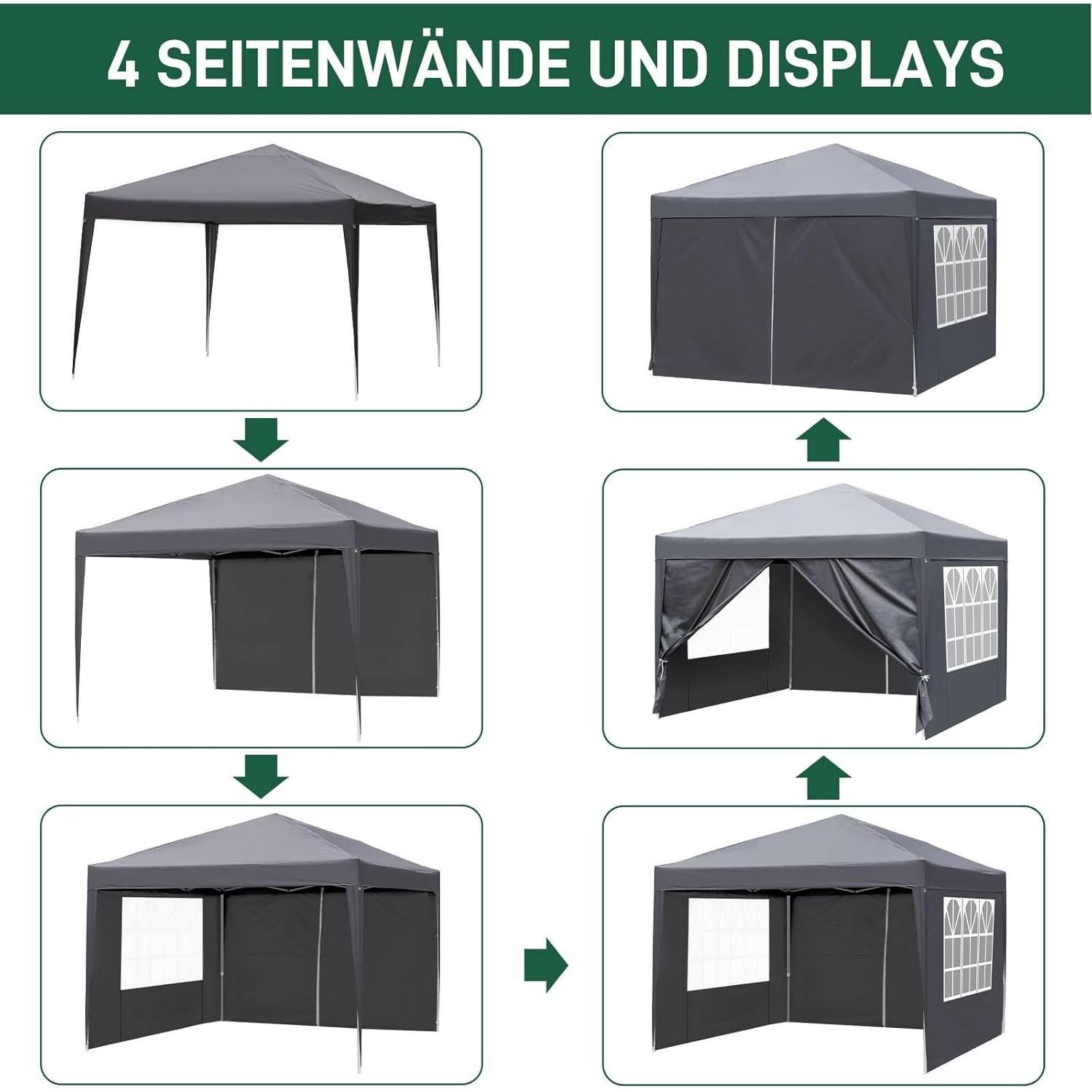 Carpa Plegable MIIEELO 3x3m Impermeable con Ventanas y Puertas