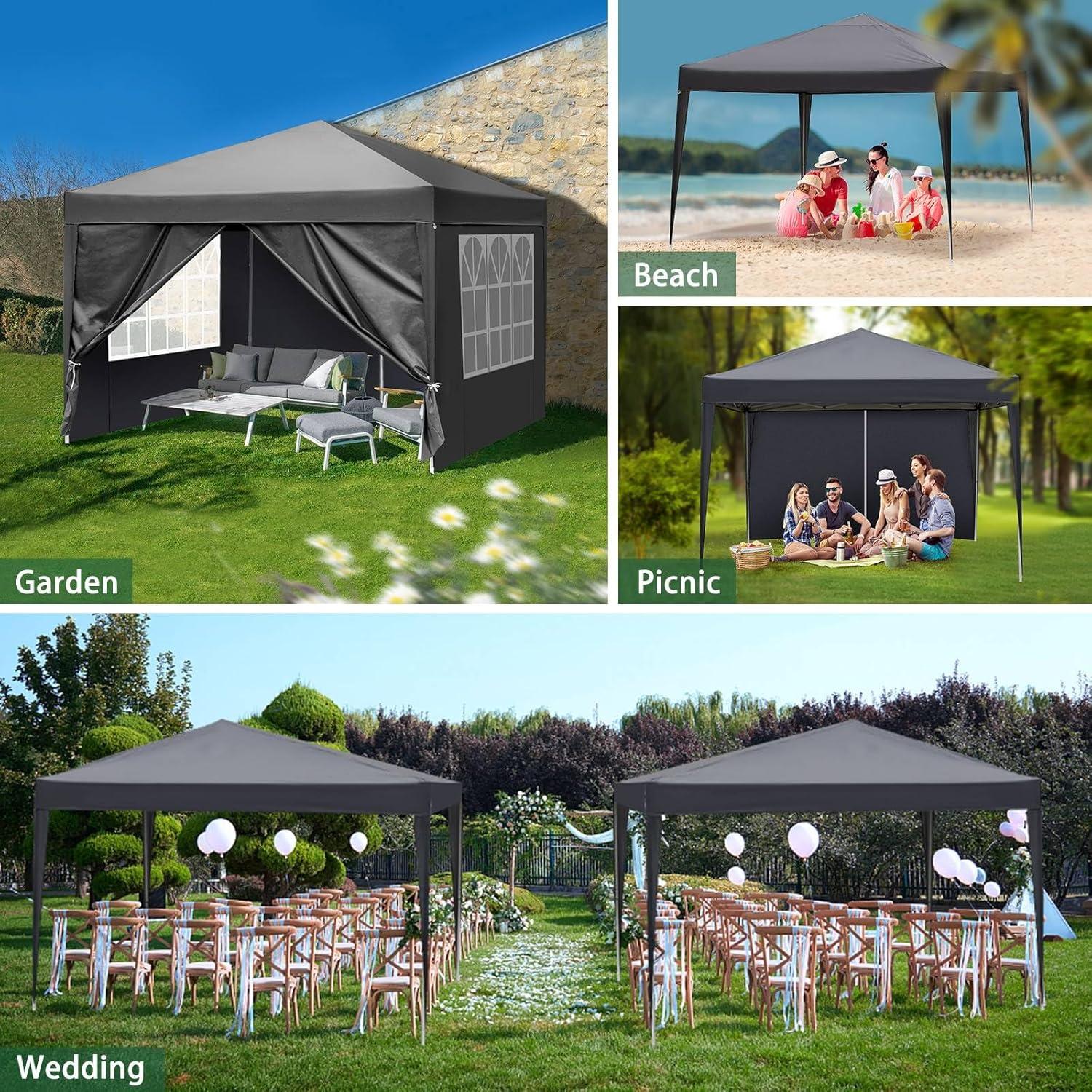 Carpa Plegable MIIEELO 3x3m Impermeable con Ventanas y Puertas