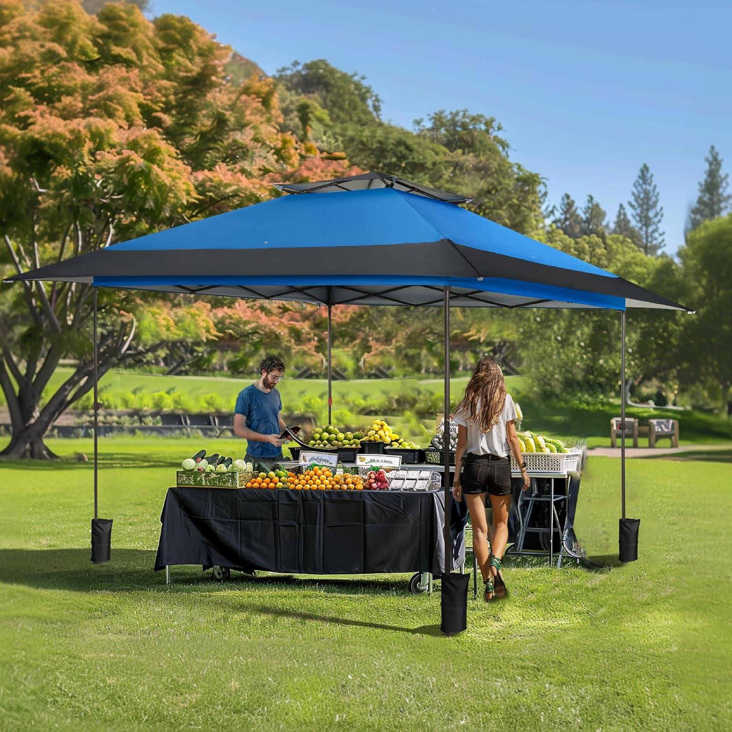 Tienda Pop-Up 3.96x3.96m GREEN PARTY Azul, Impermeable y UV